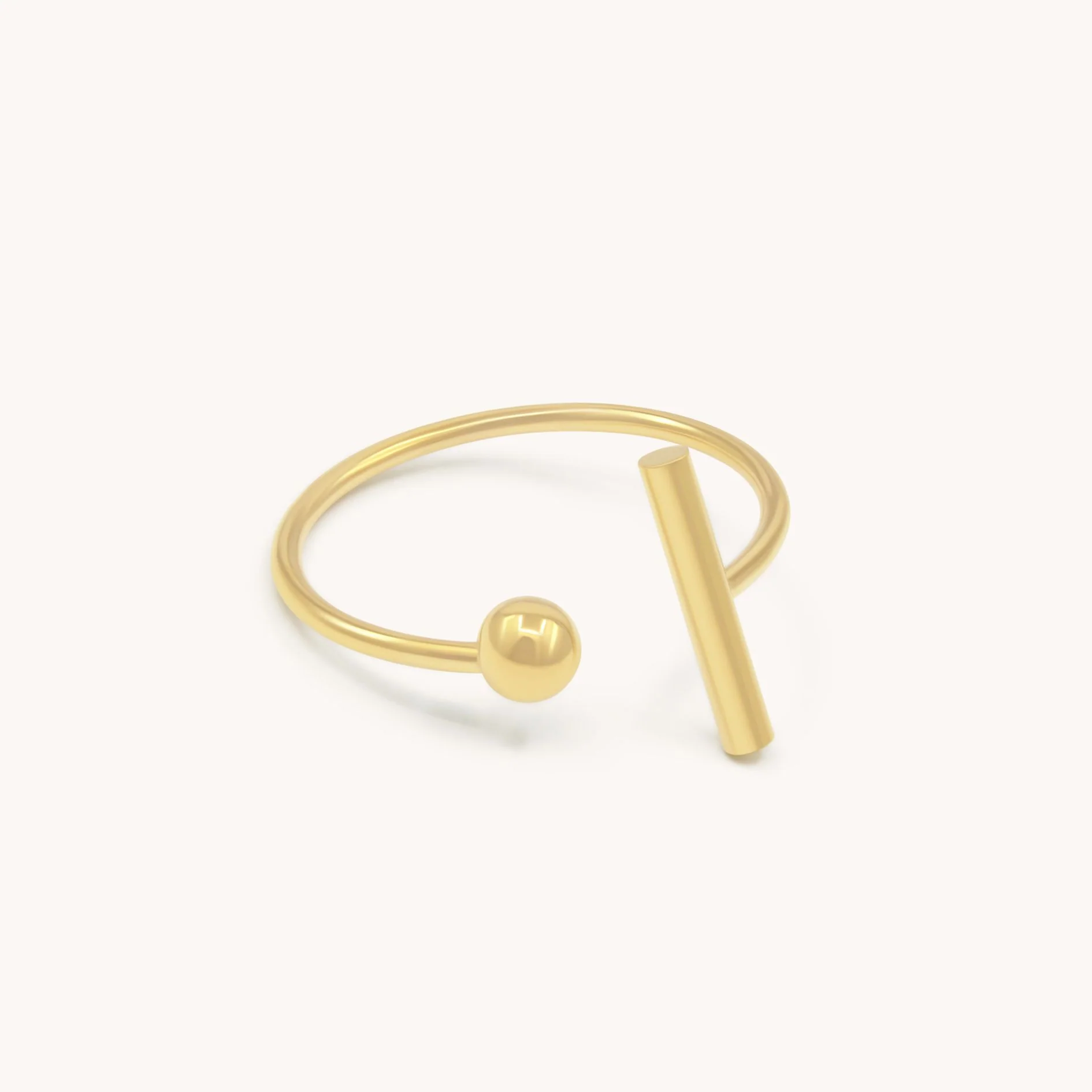 Bar & Ball Ring, Gold