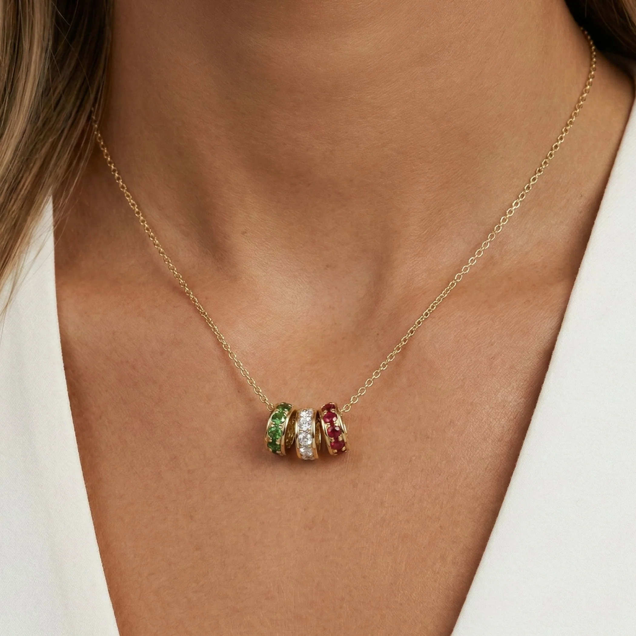 Birthstone Glider Necklace in Gold - Image 3