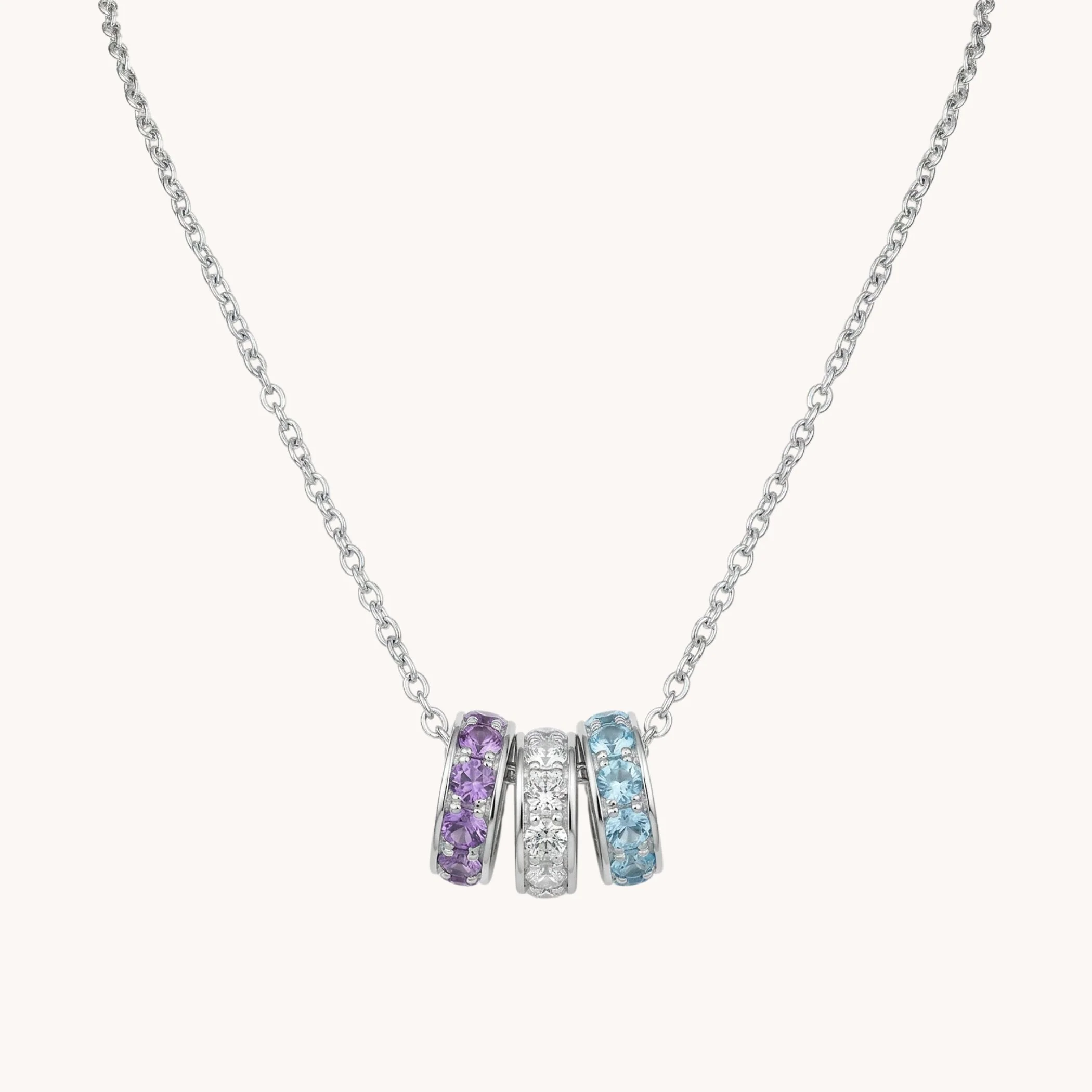 Birthstone Glider Necklace in Silver - Image 7