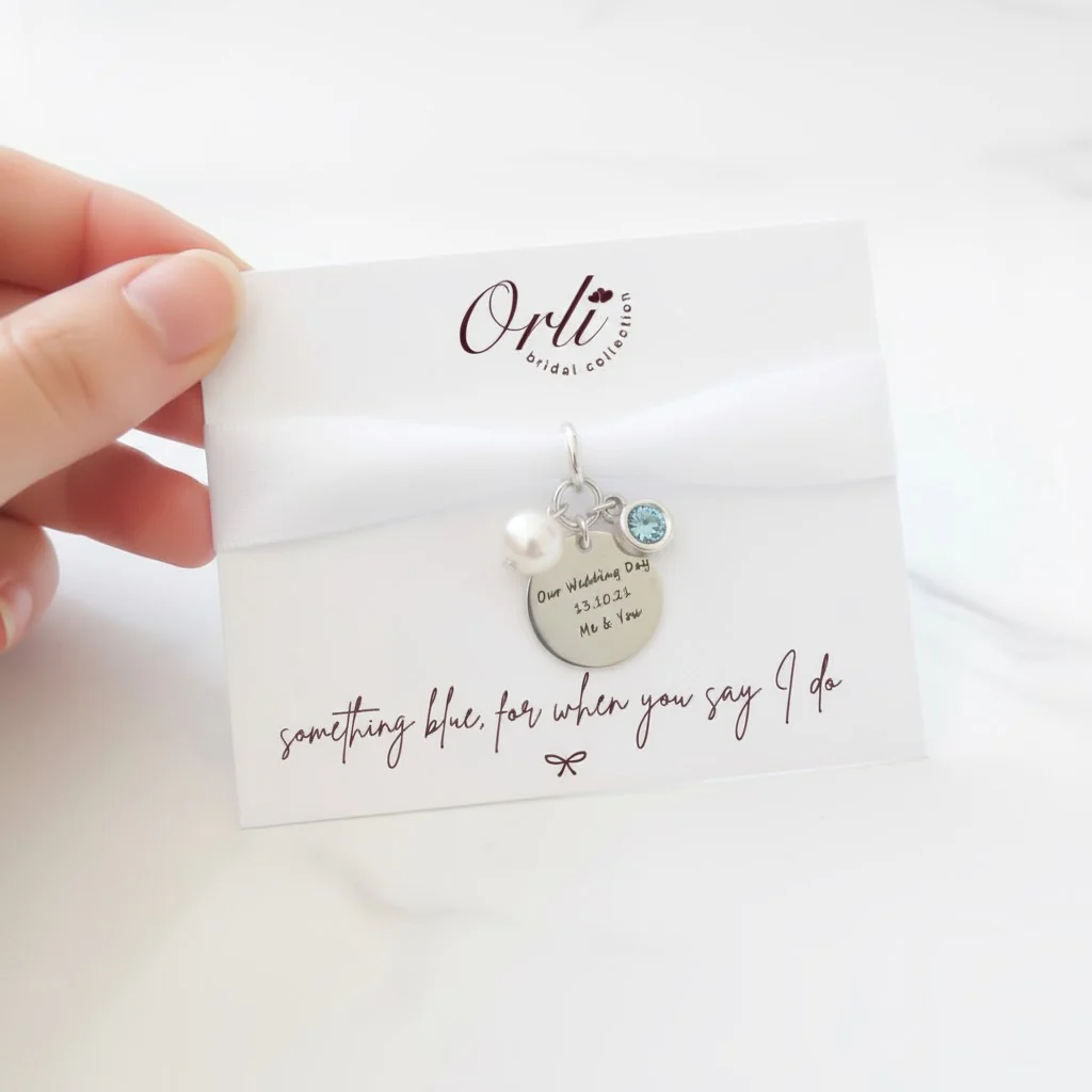 Bridal Bouquet Ribbon & Charm -Engraved Disc - Image 2