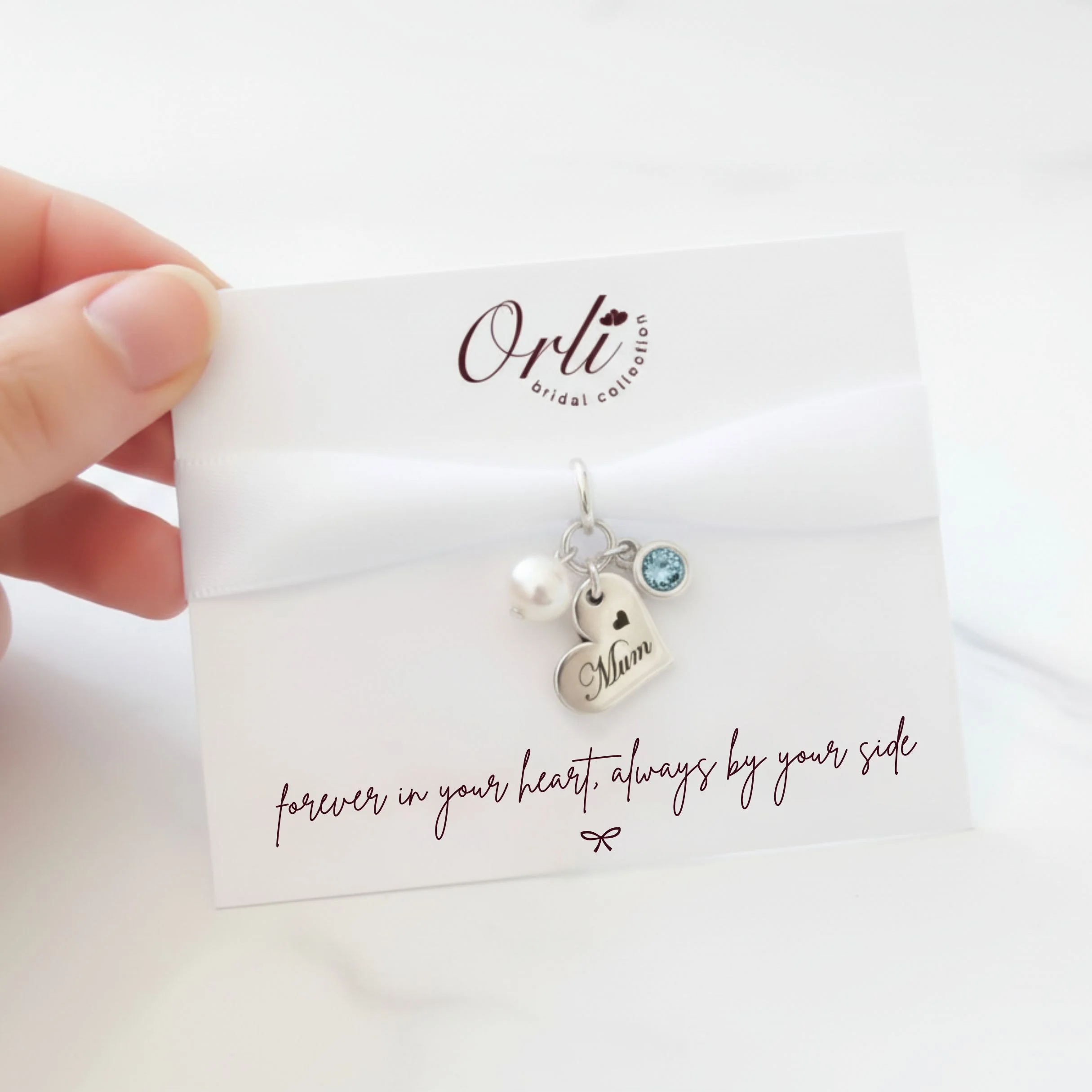 Bridal Bouquet Ribbon & Charm - Family Heart
