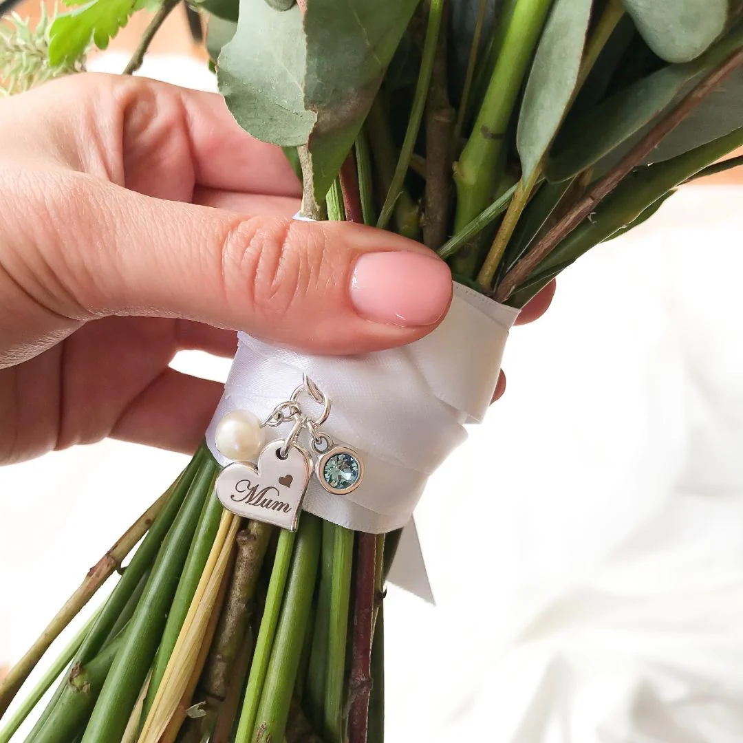 Bridal Bouquet Ribbon & Charm - Family Heart - Image 2