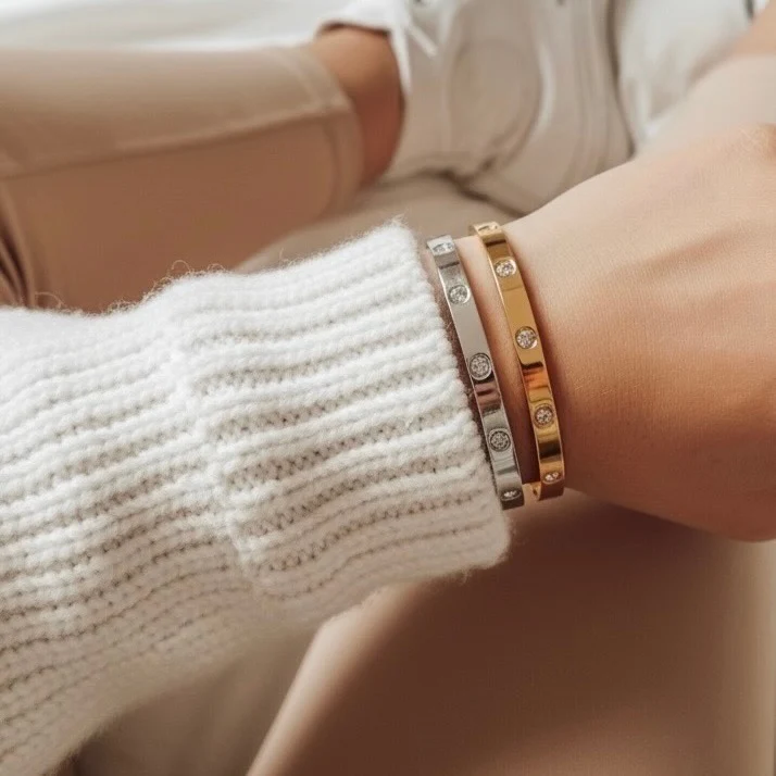 Cali Crystal Bangle in Gold - Image 4