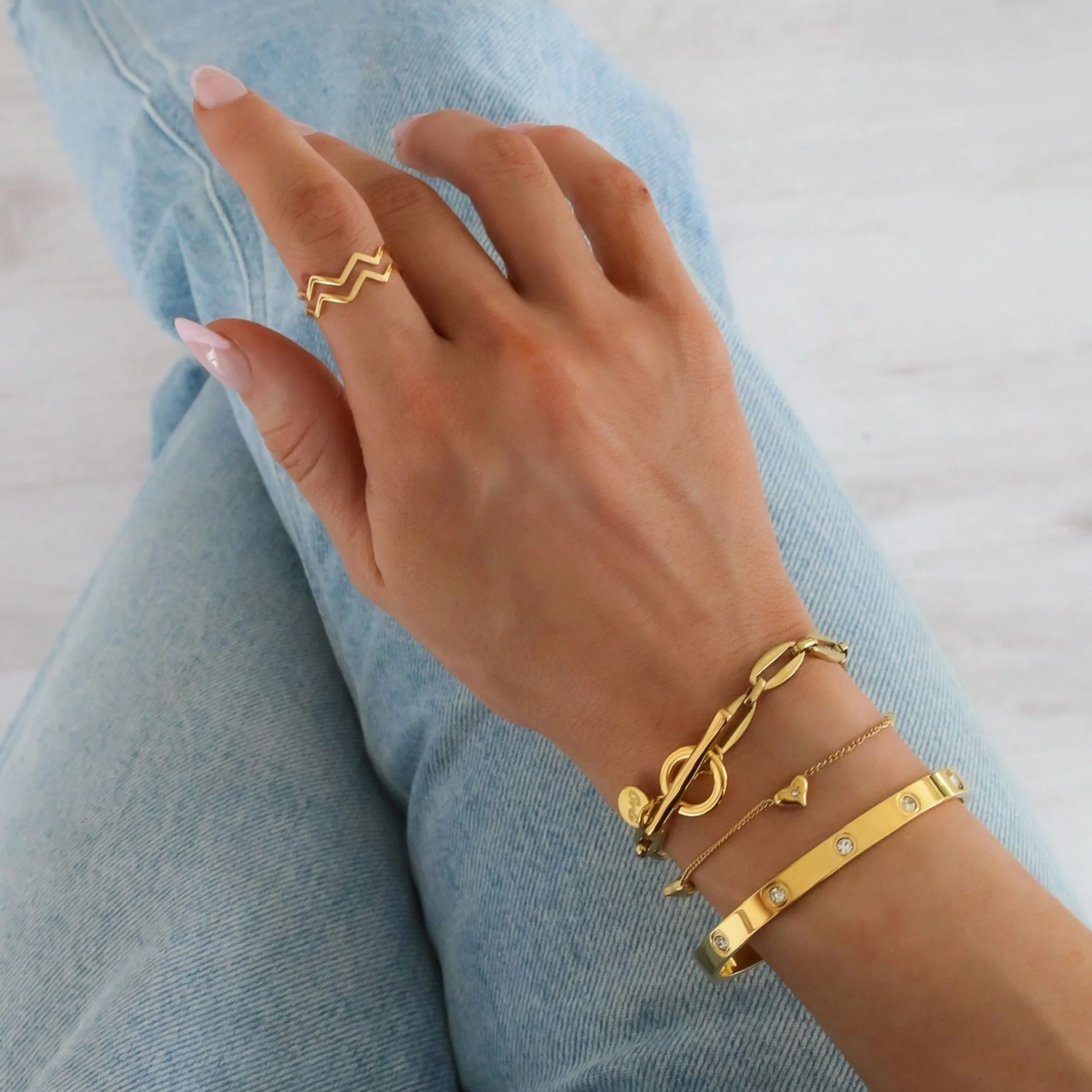Cali Crystal Bangle in Gold - Image 5