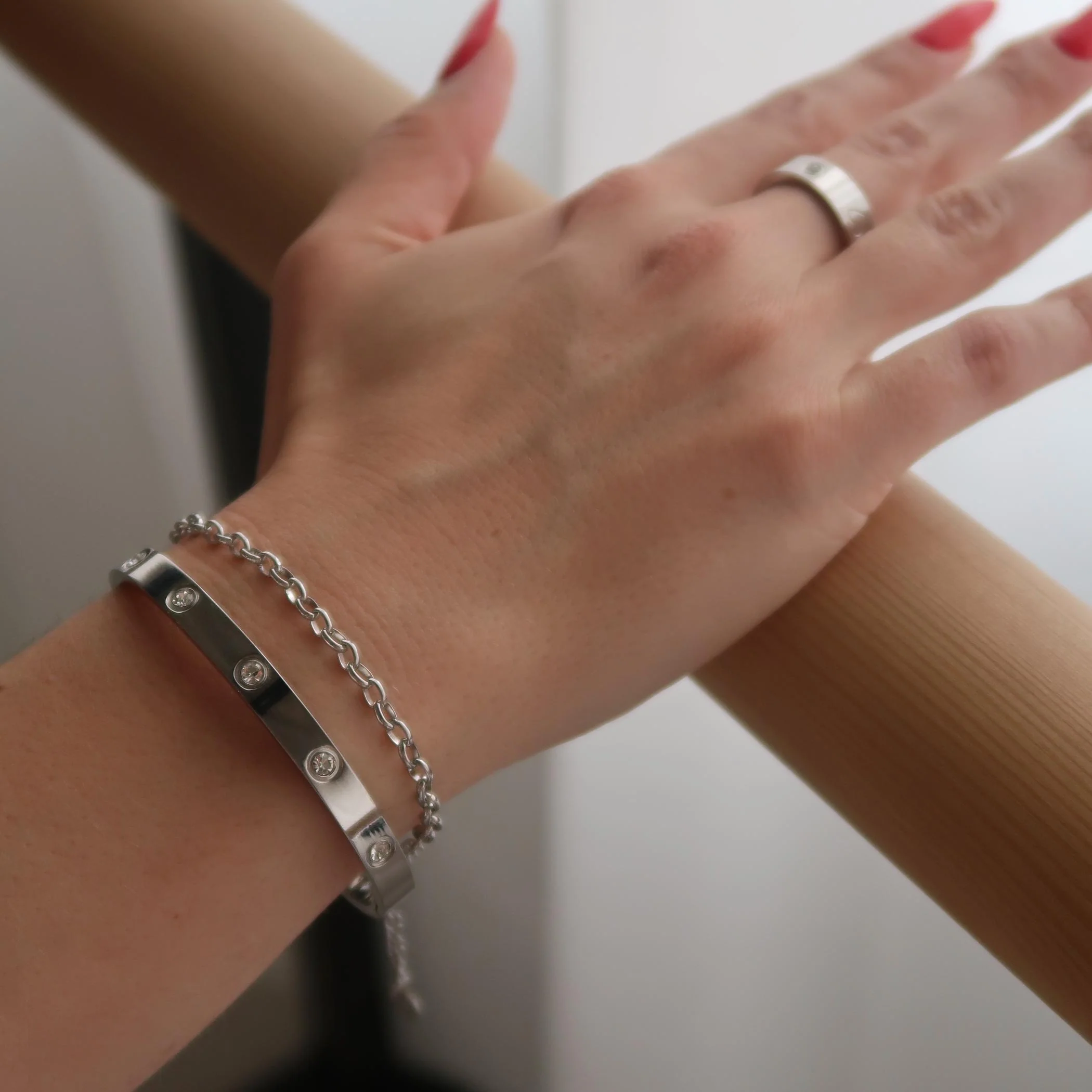 Cali Crystal Bangle in Silver - Image 3