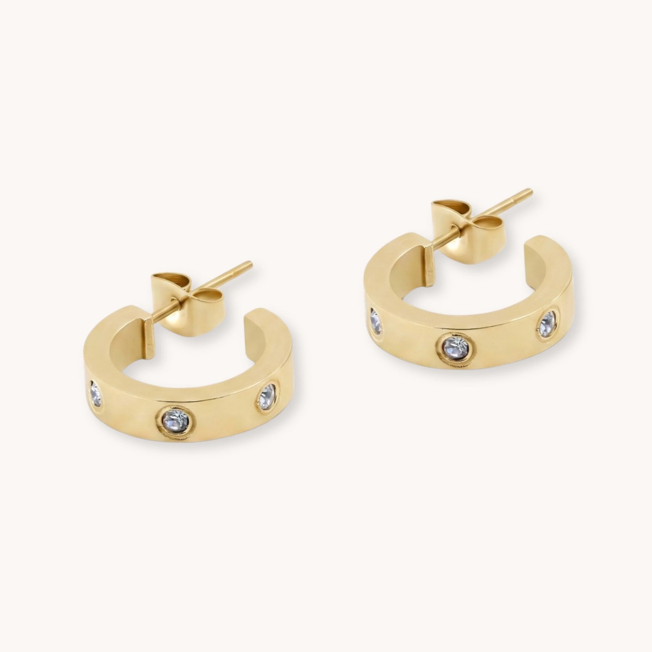 Cali Crystal Hoops in Gold