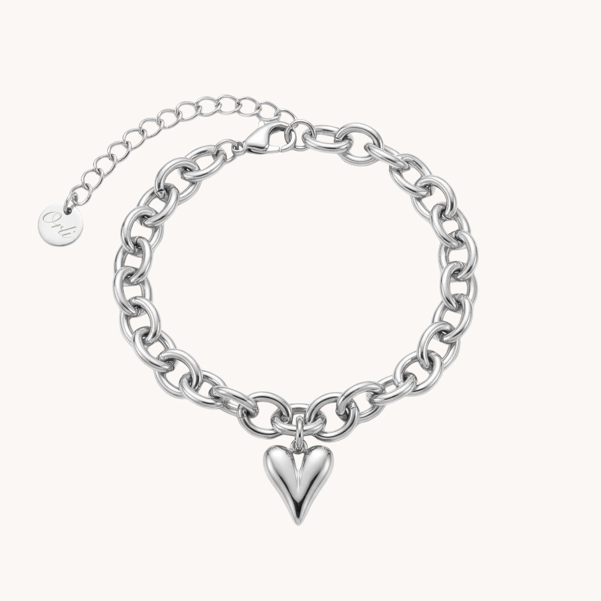 Celine Heart Chunky Bracelet, Silver - Image 2