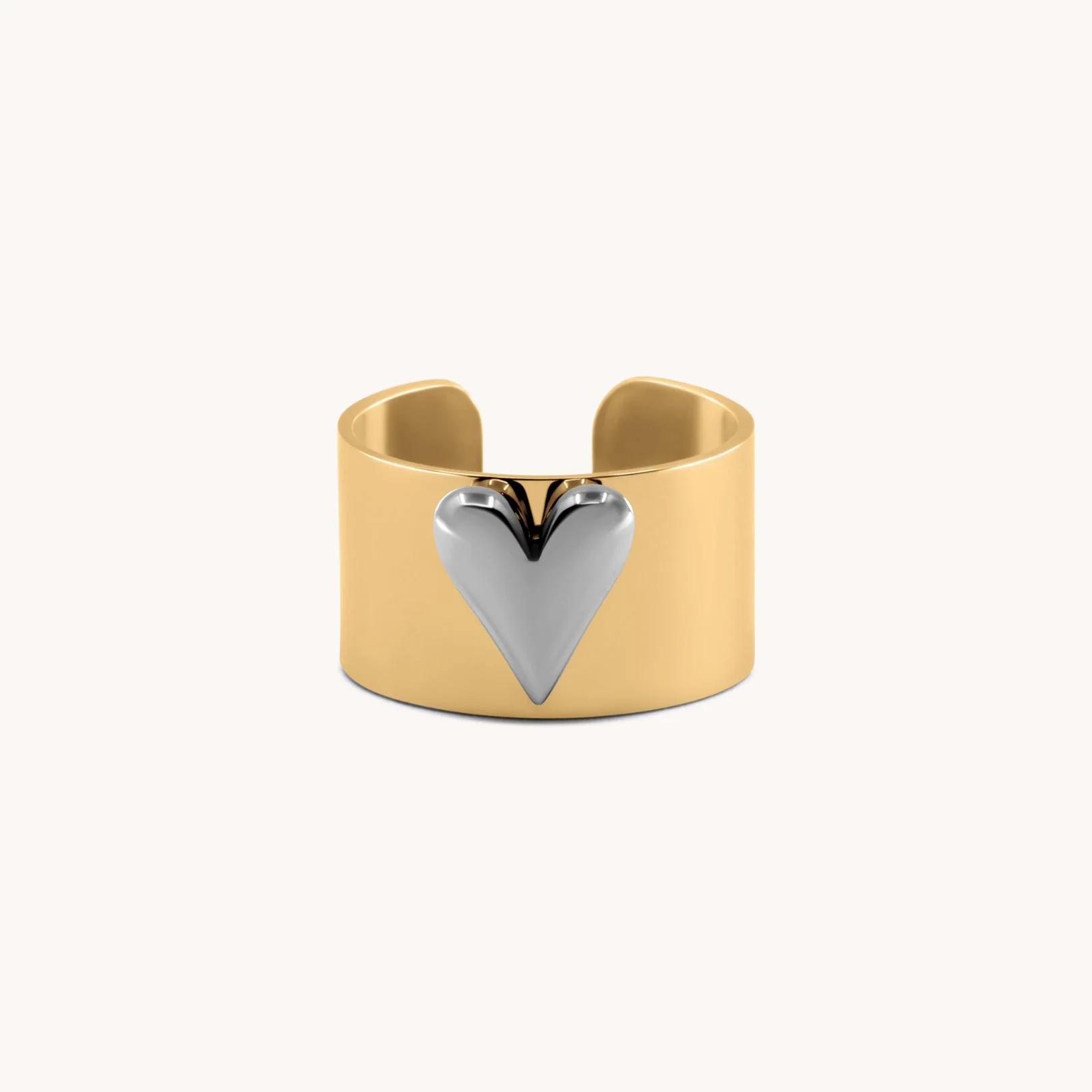 Celine Heart Statement Ring, Gold & Silver