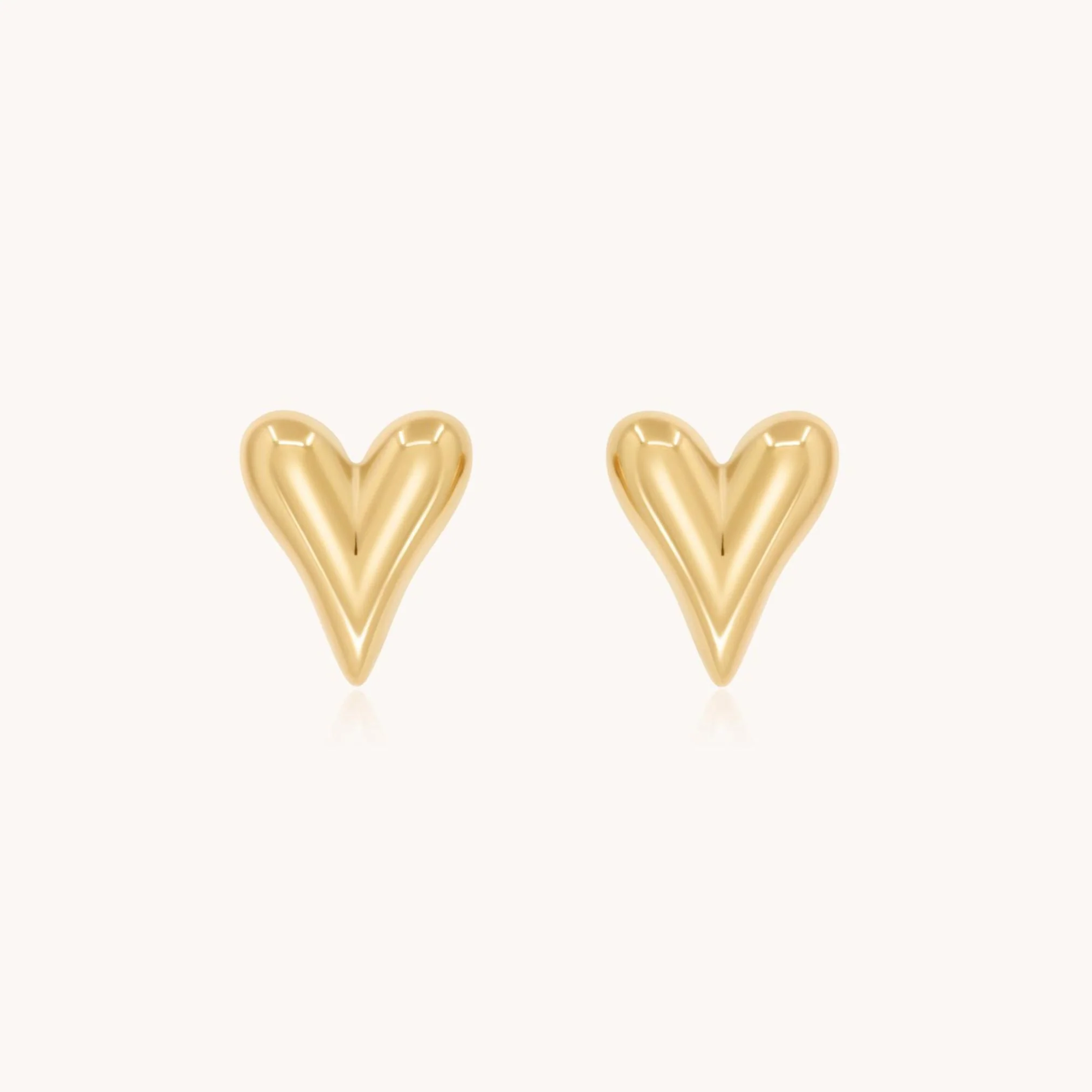 Celine Heart Stud Earrings, Gold