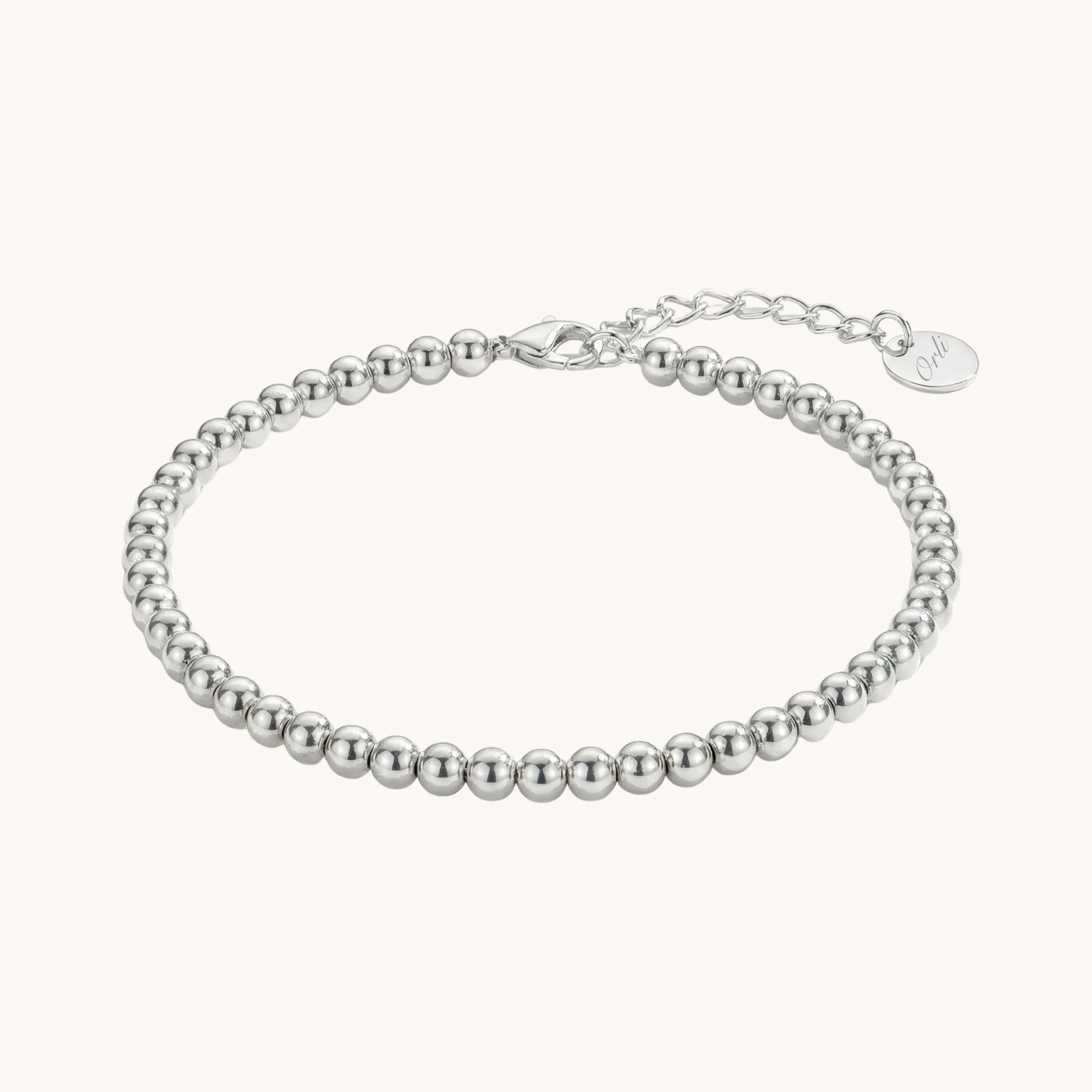 Classic Beaded Bracelet in Silver
