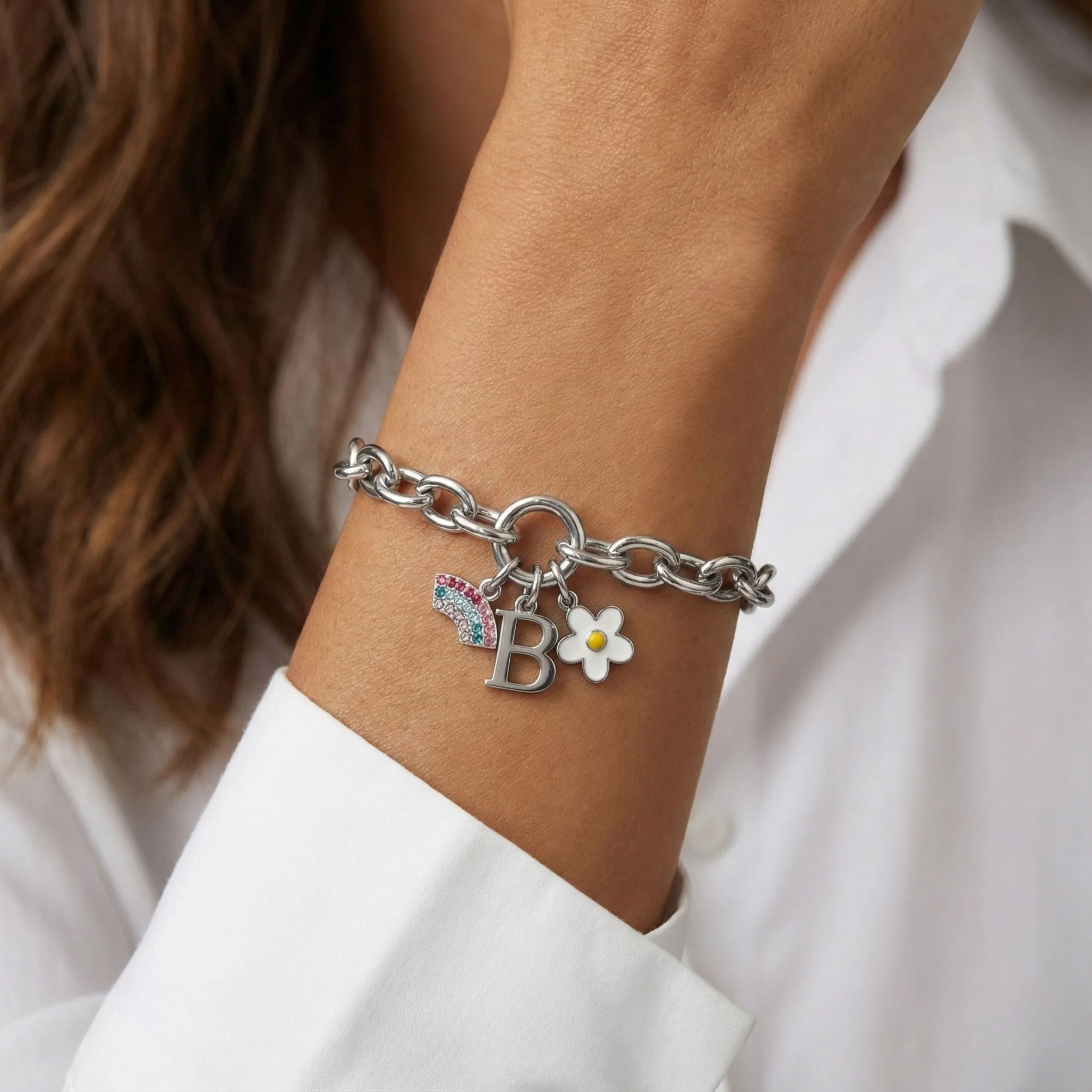 Charm Builder™ Chunky Chain Clasp Bracelet, Silver