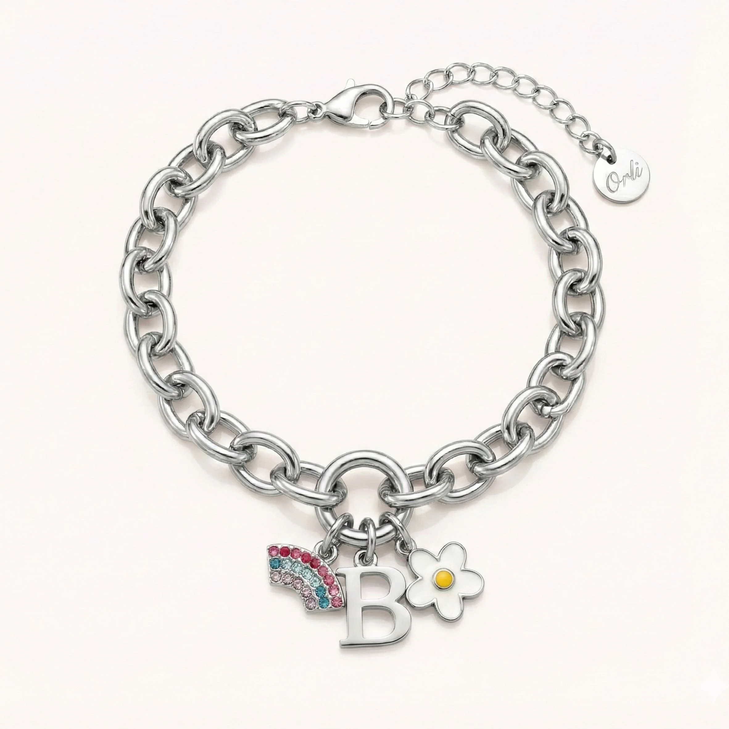 Charm Builder™ Chunky Chain Clasp Bracelet, Silver - Image 2