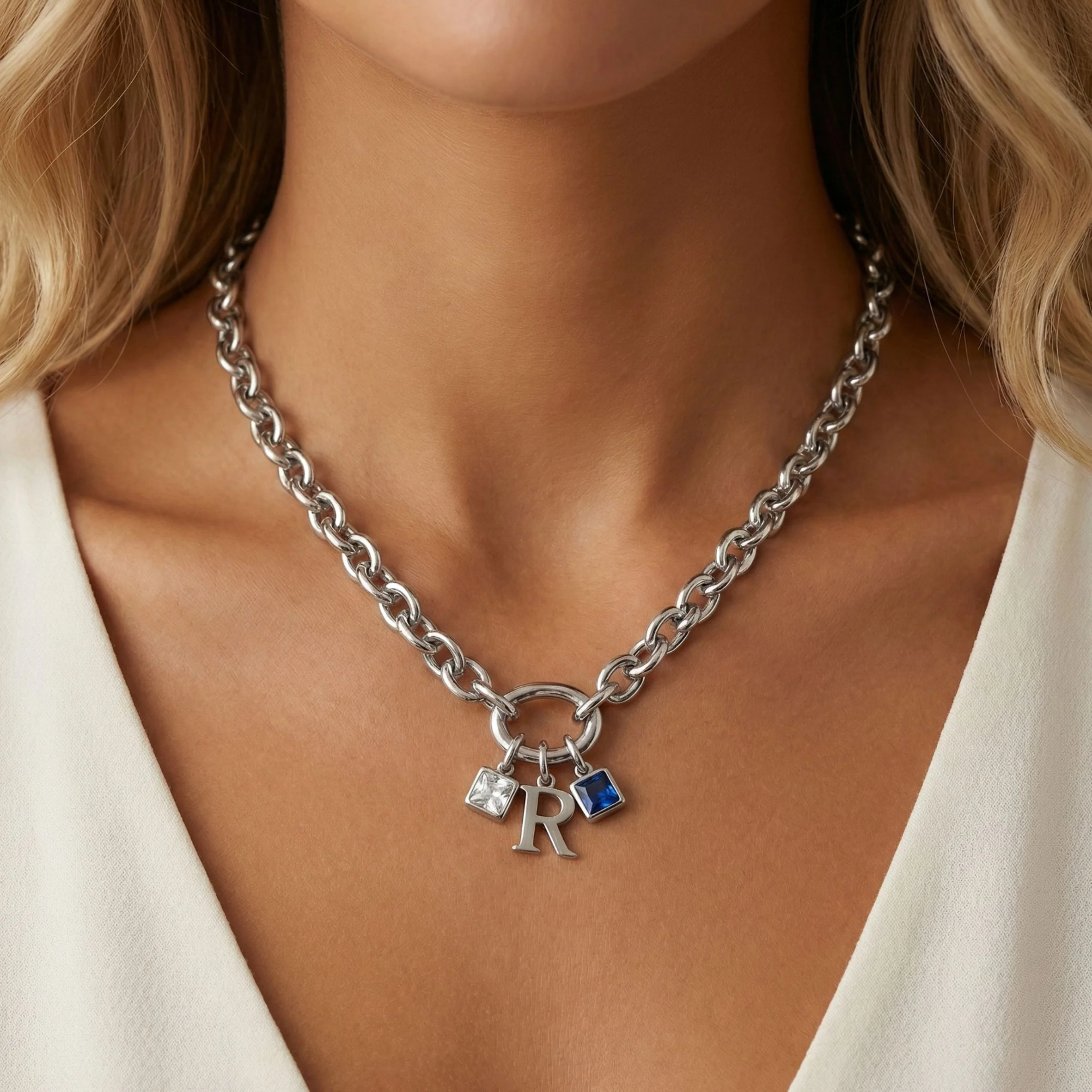 Charm Builder™ Chunky Chain Clasp Necklace, Silver