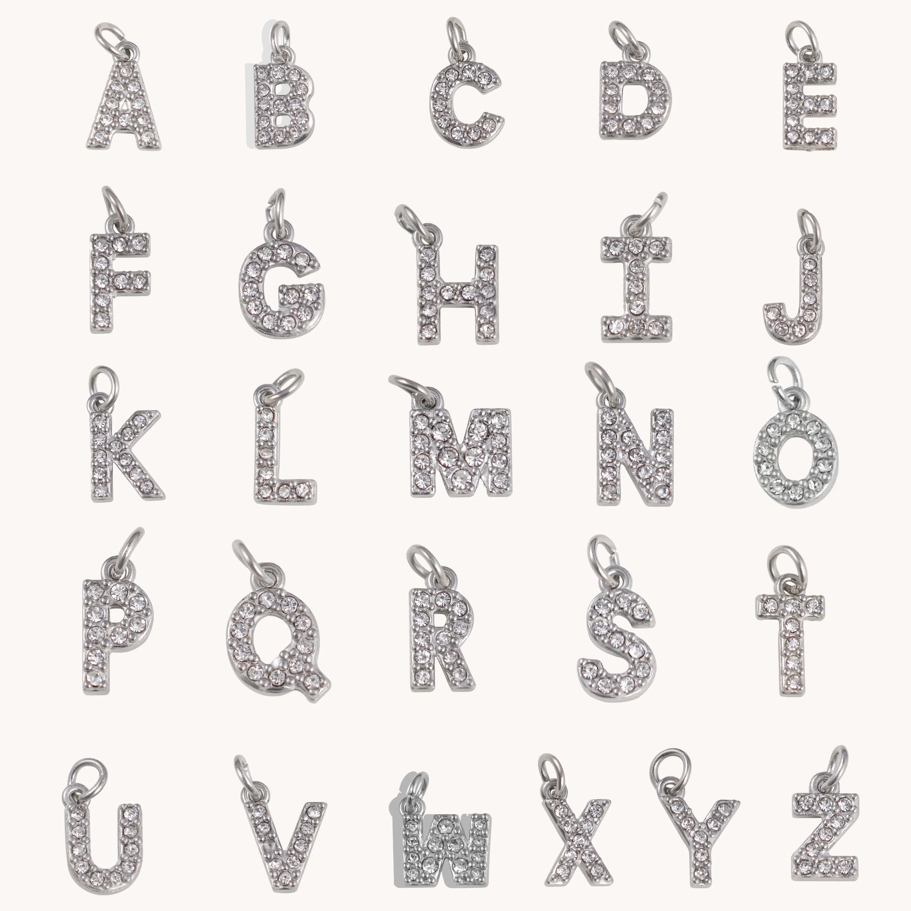 Charm Builder™ Paperclip Chain Crystal Initial Name Necklace, Silver - Image 3