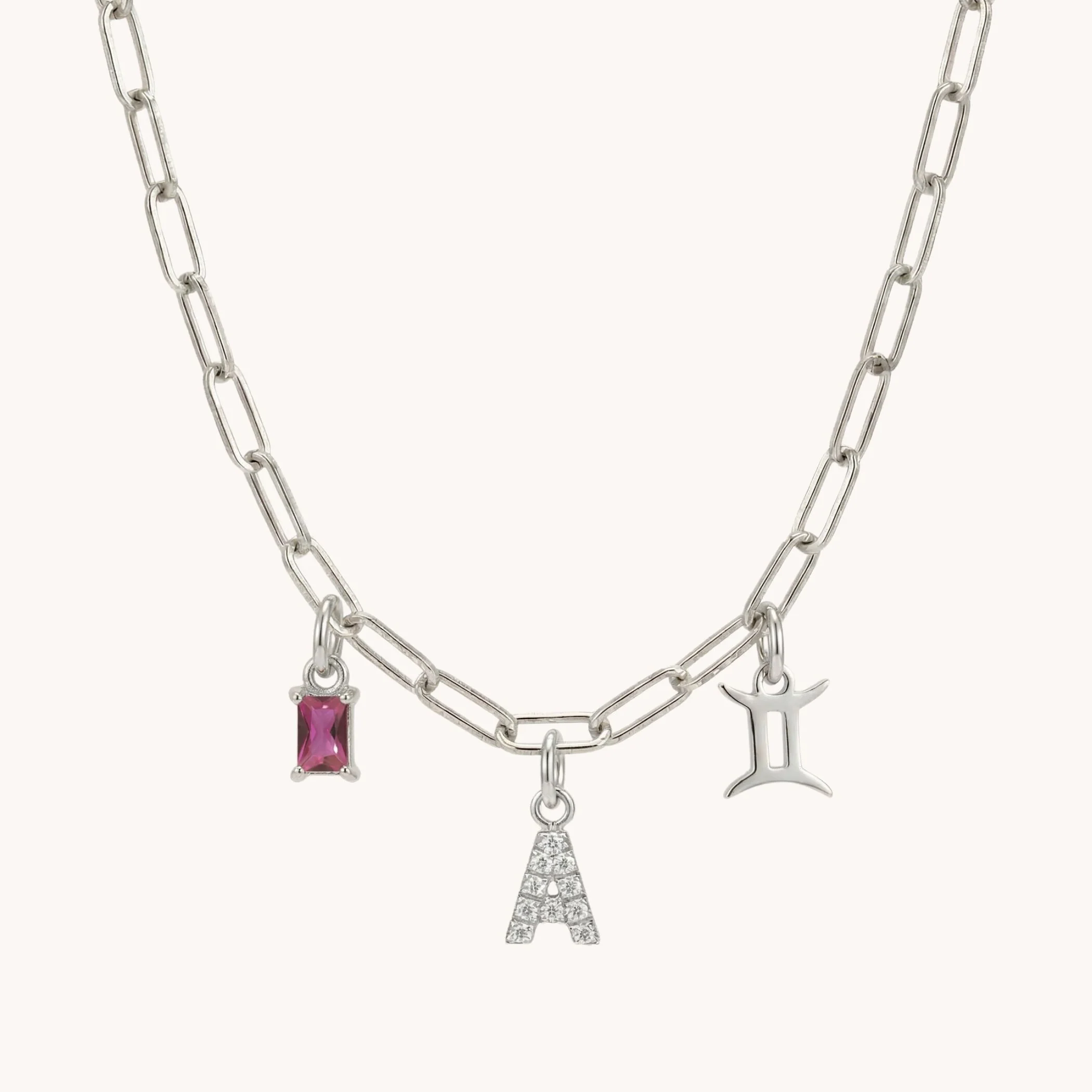 Charm Builder™ Paperclip Chain Necklace, Silver - Image 2