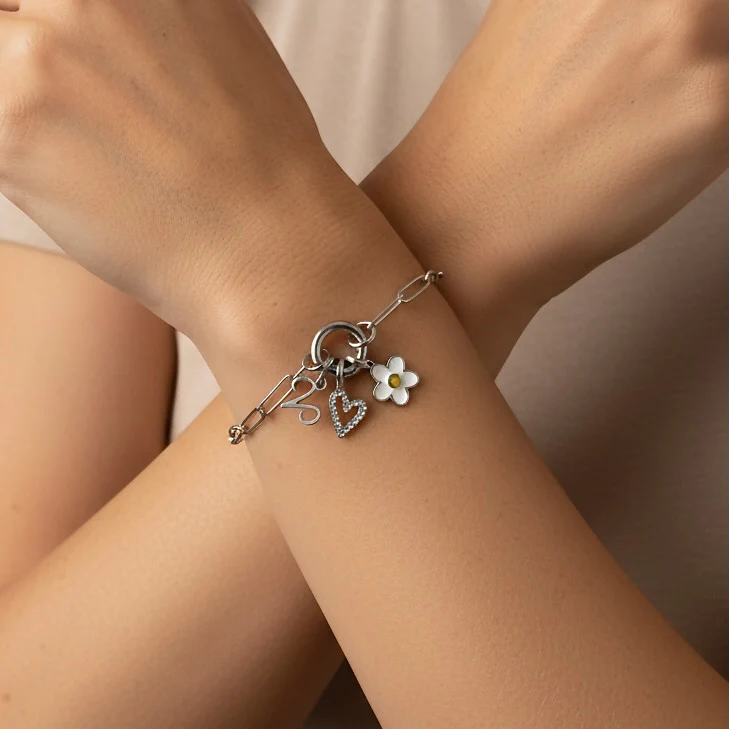 Charm Builder™ Paperclip Clasp Bracelet, Silver - Image 3