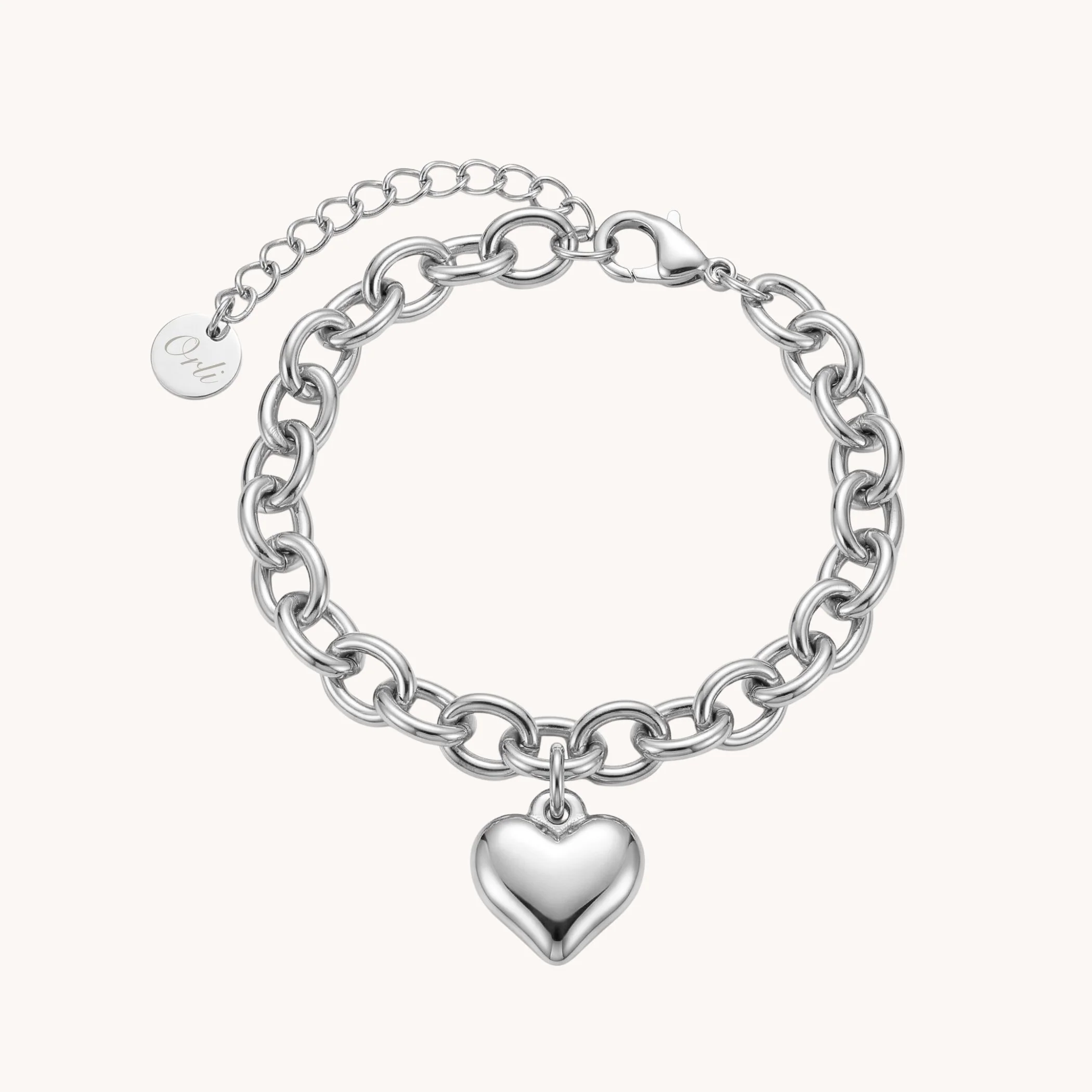 Chloe Heart Chunky Bracelet in Silver - Image 2
