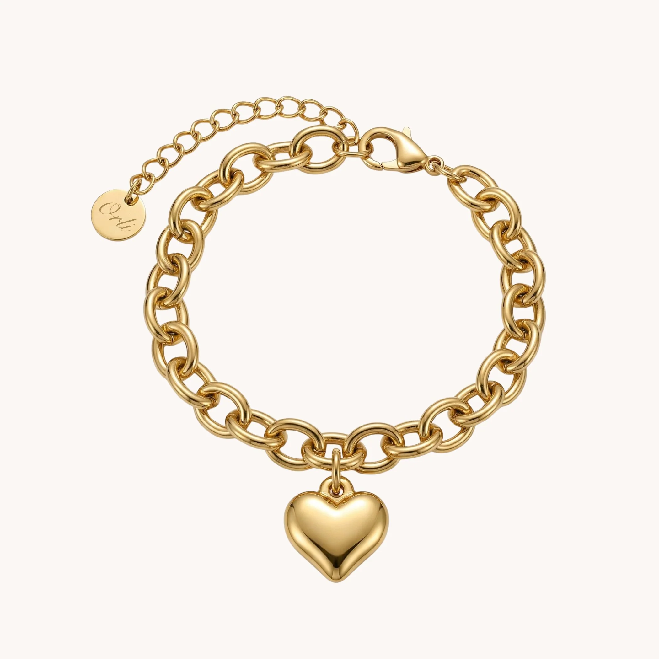 Chloe Heart Chunky Bracelet in Gold - Image 2