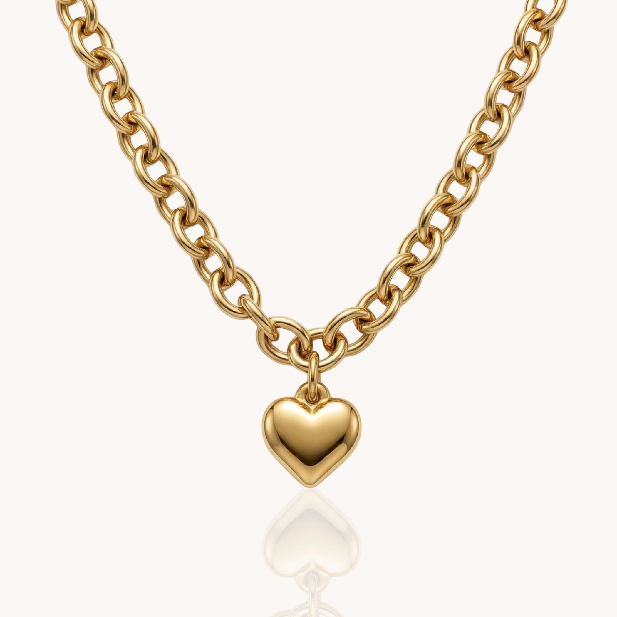 Chloe Heart Chunky Necklace in Gold - Image 2