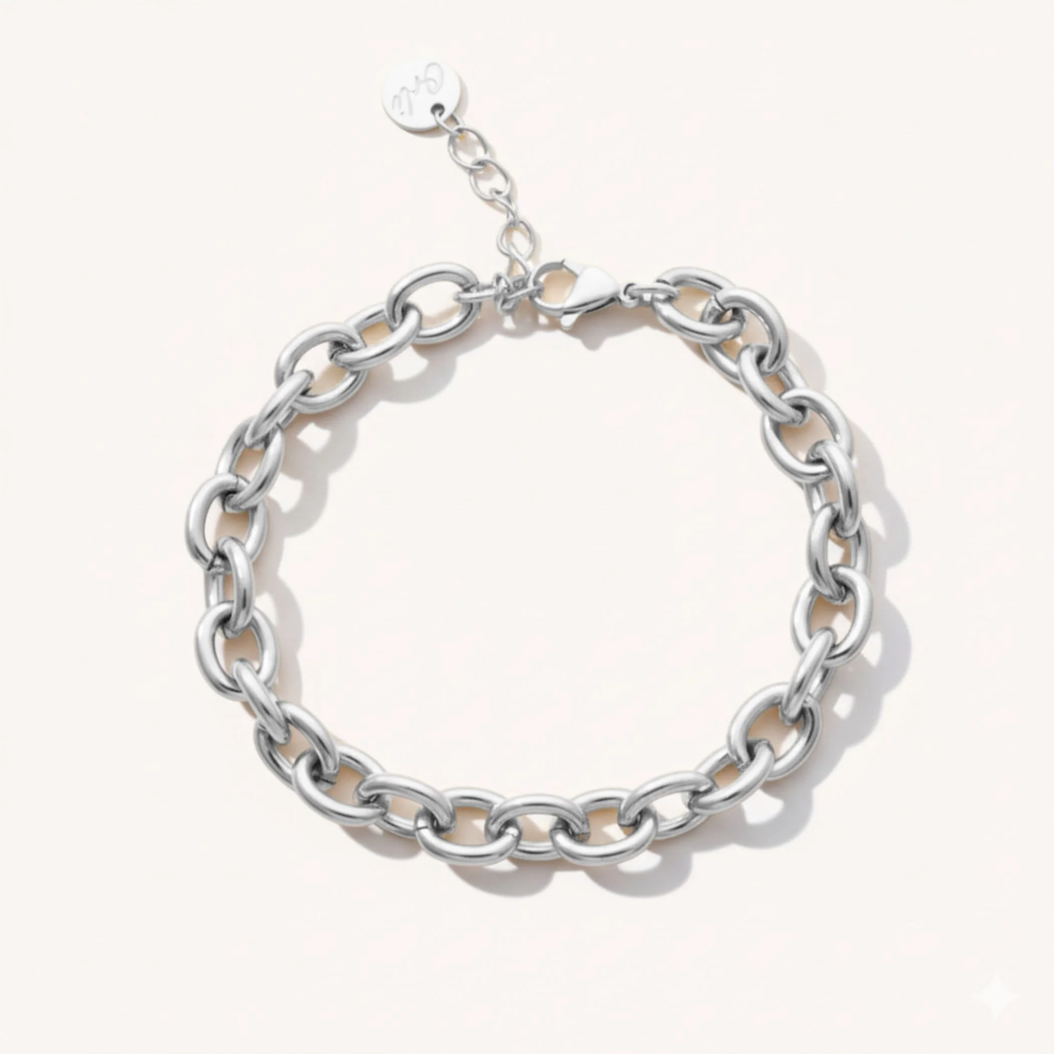 Chunky Oval Chain Bracelet in Silver