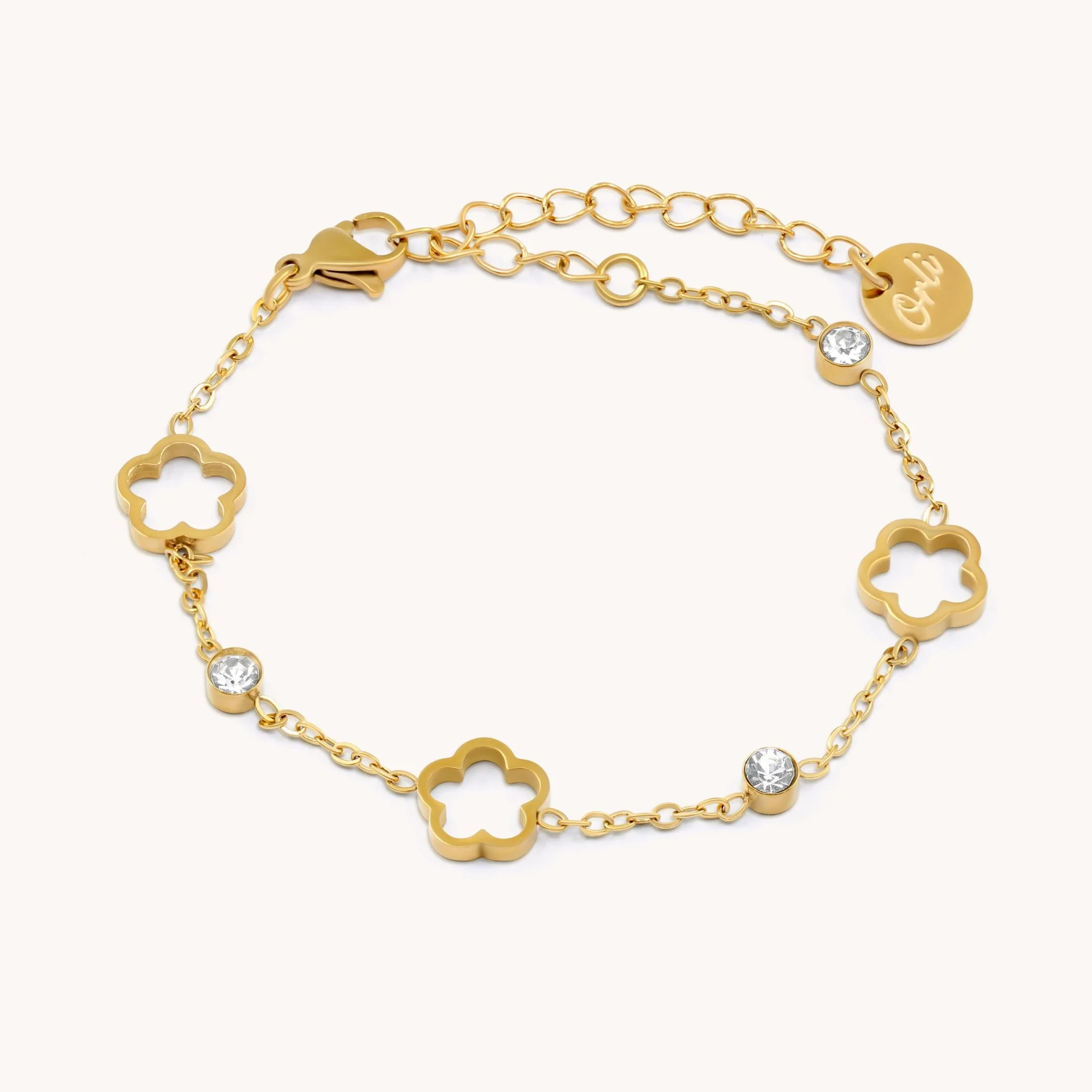Clover & Crystal Charm Bracelet in Gold - Image 2