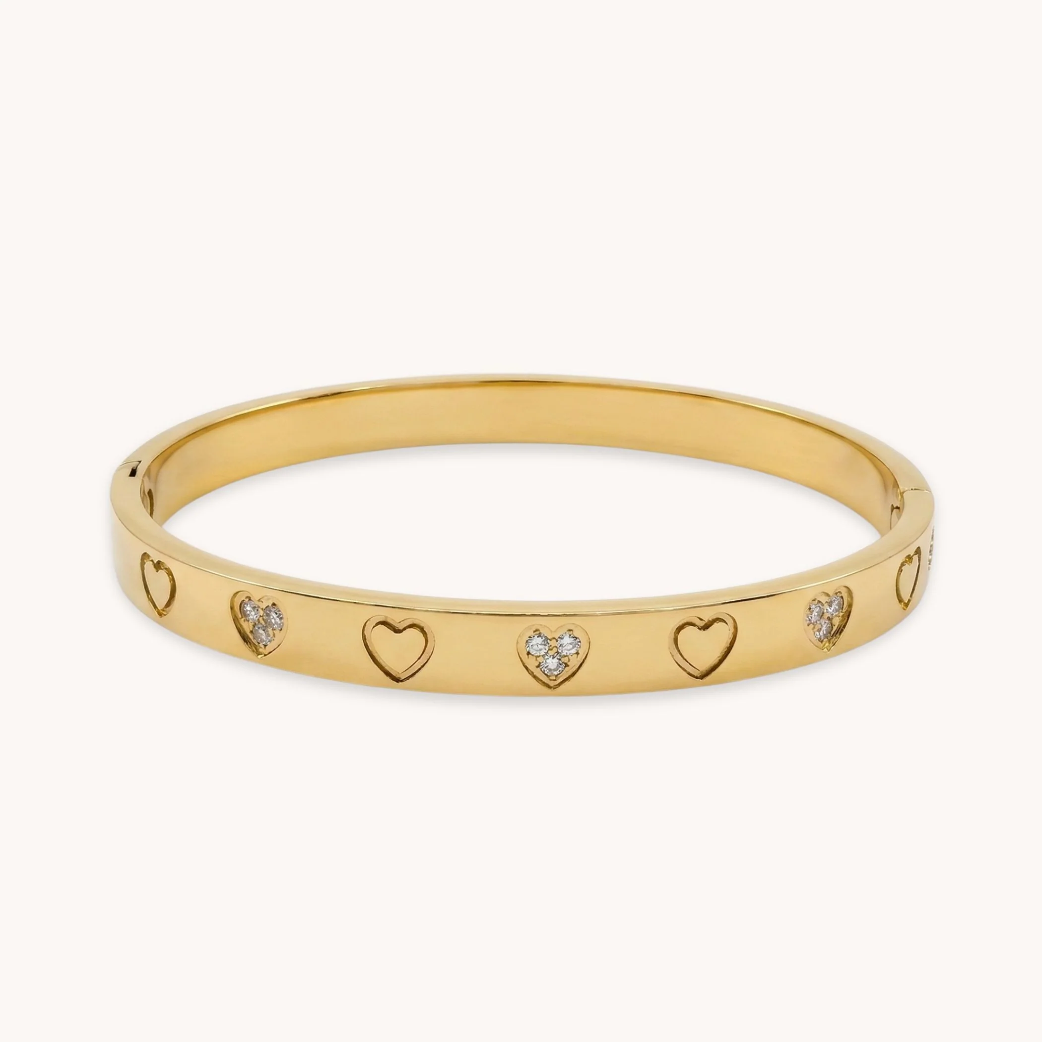 Crystal Heart Bangle in Gold - Image 2