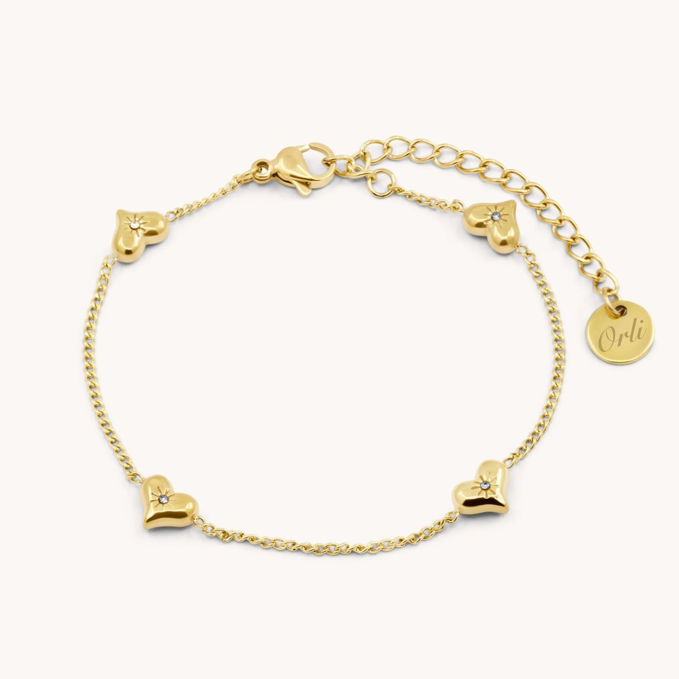 Crystal Starburst Multi Heart Bracelet in Gold - Image 2