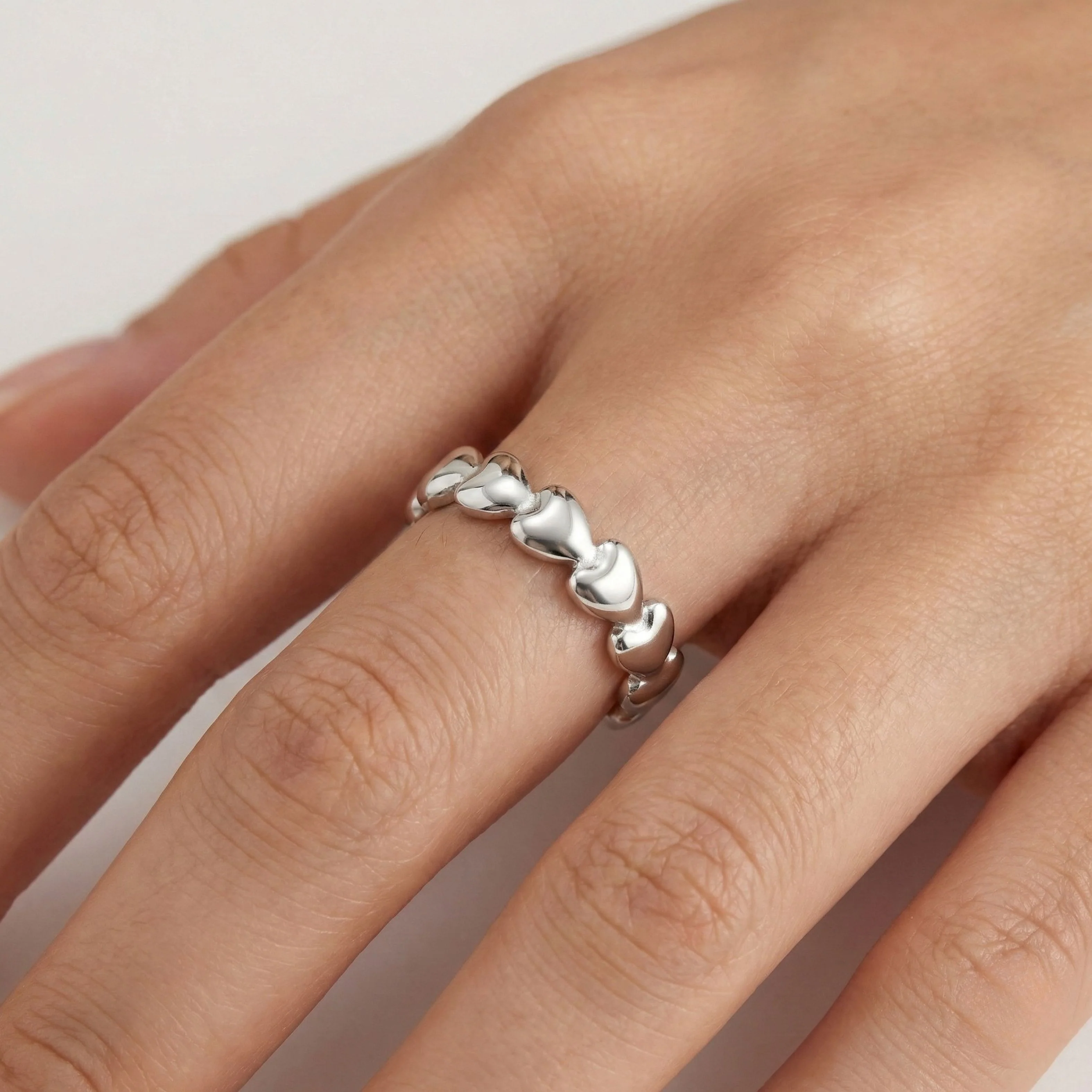 Elise Heart Band Ring, Silver