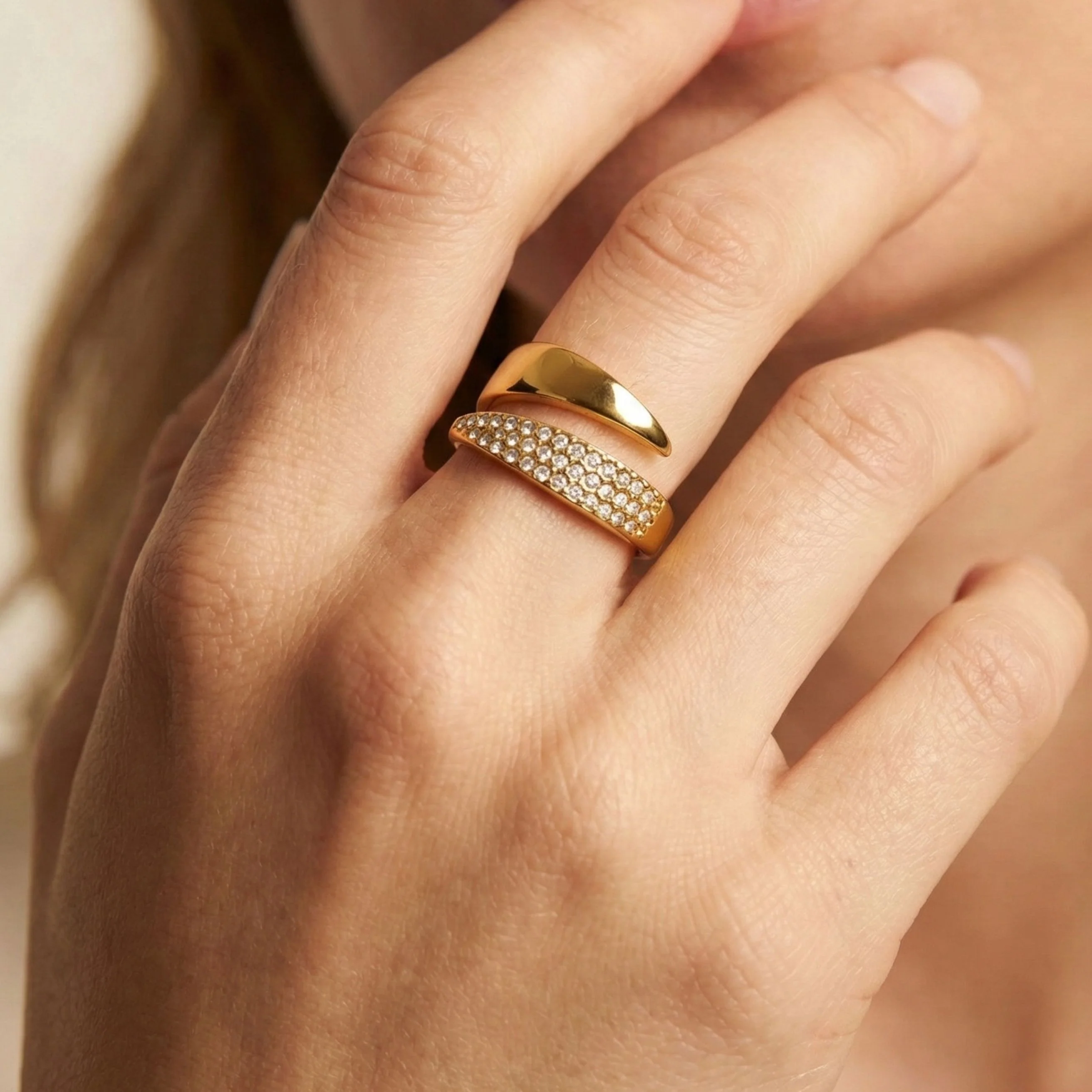 Elsie Crystal Wrap Ring, Gold - Image 2