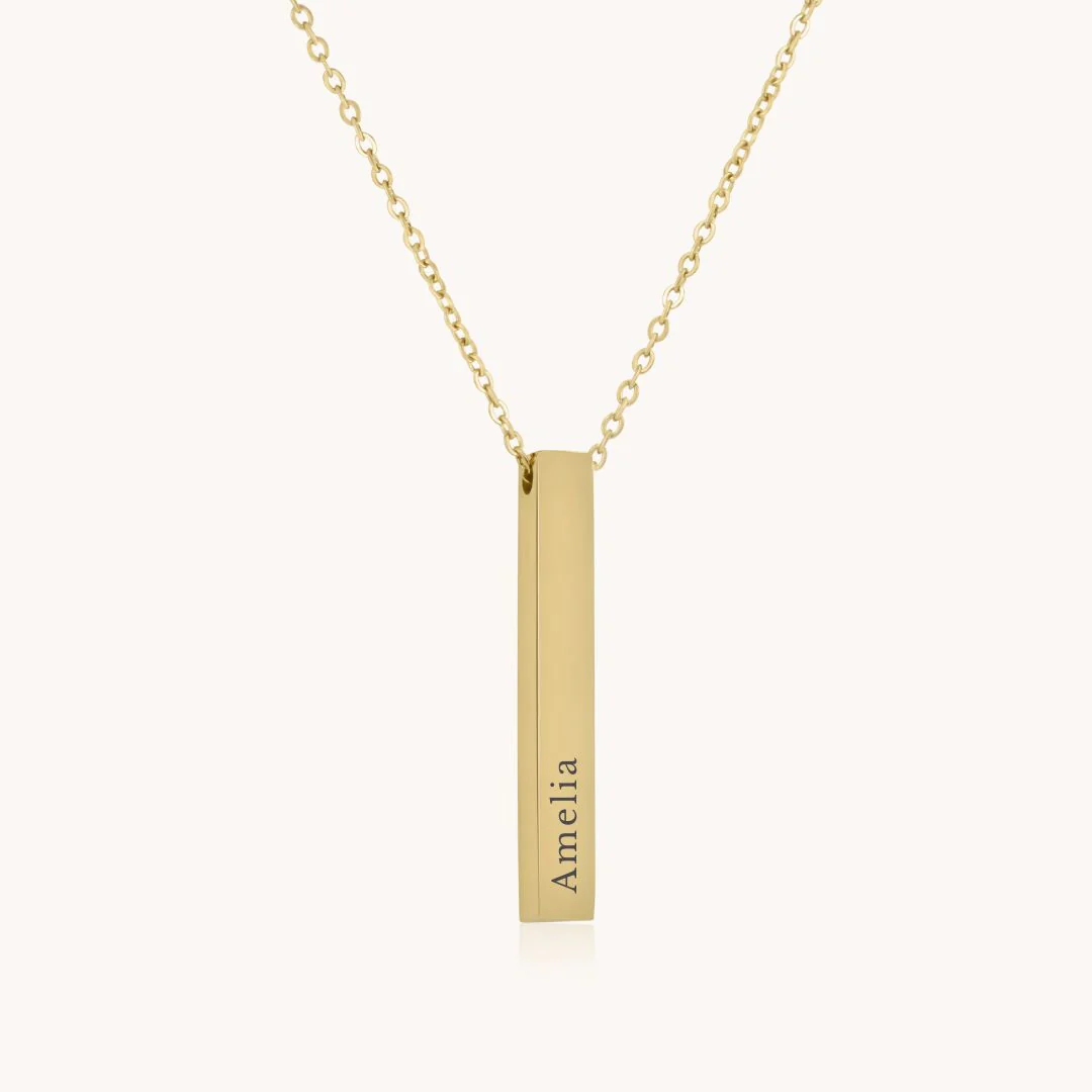 Engravable Bar Necklace in Gold