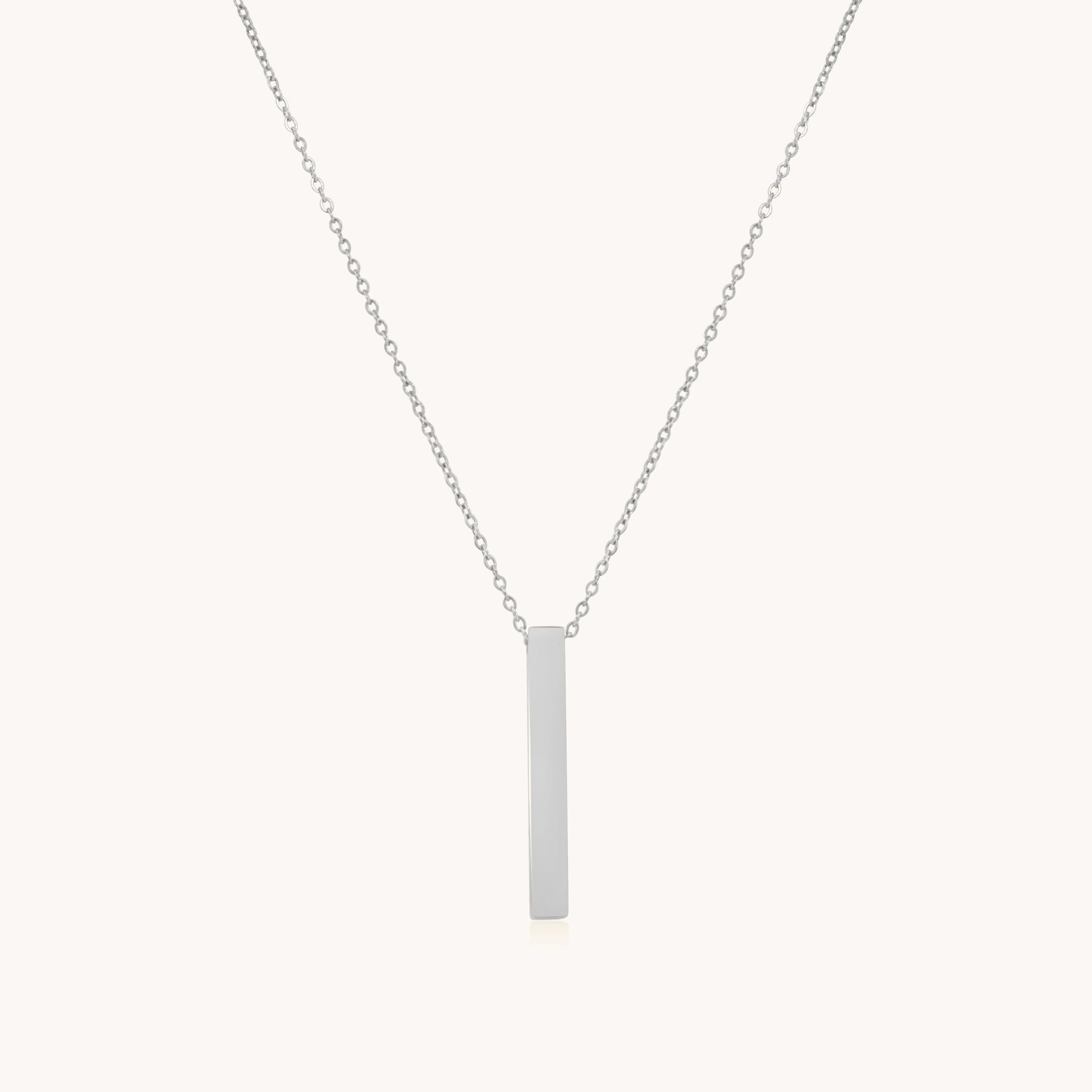 Engravable Bar Necklace in Silver - Image 4