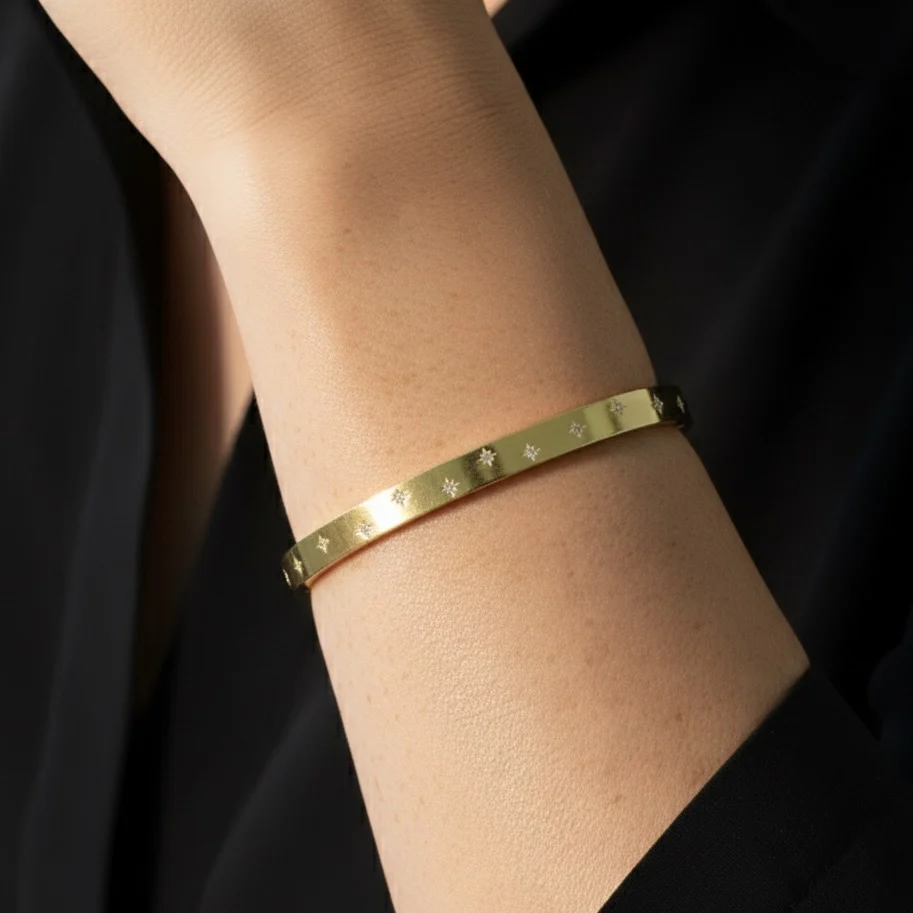Estelle Starburst Crystal Bangle in Gold - Image 3