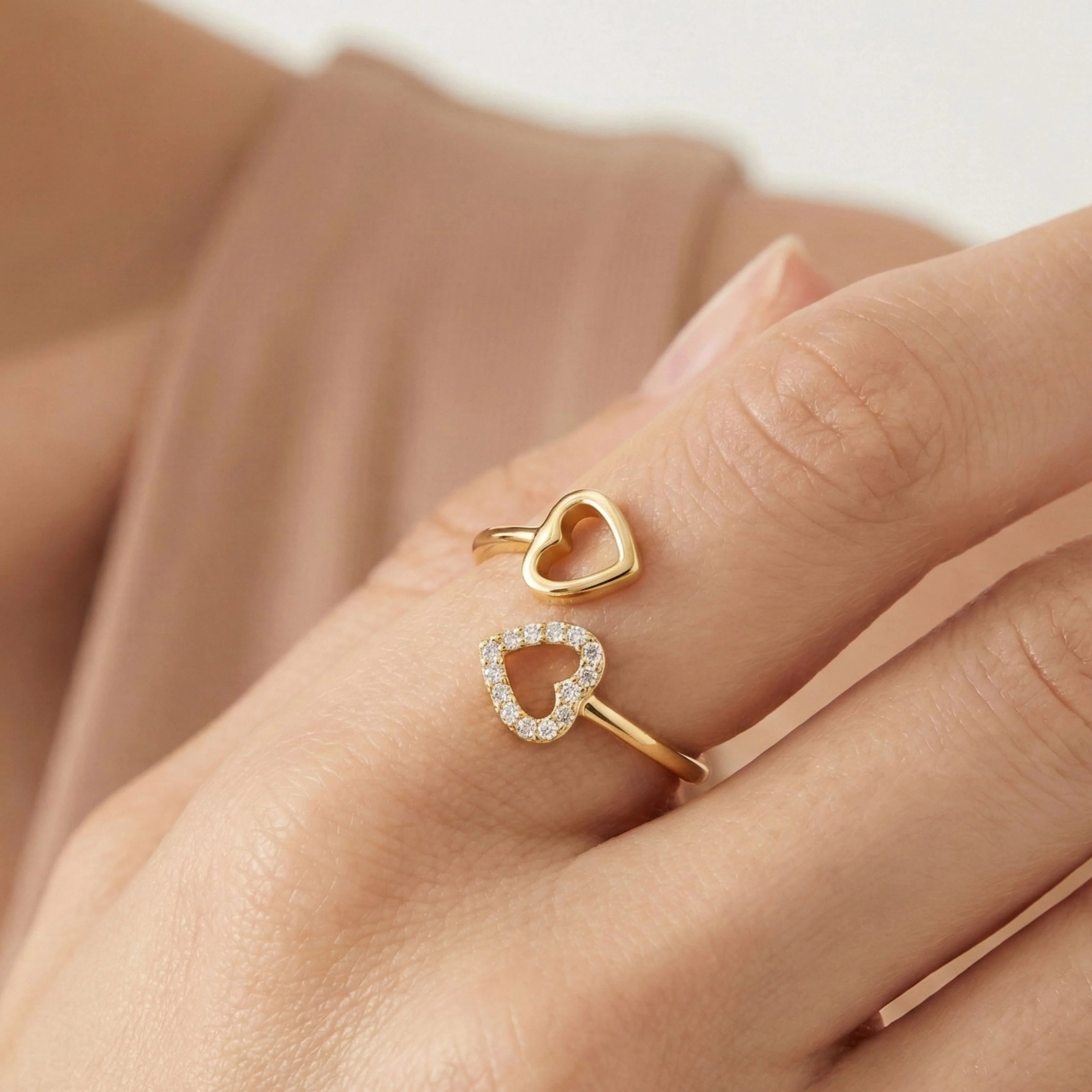 Halo Heart Ring, Gold