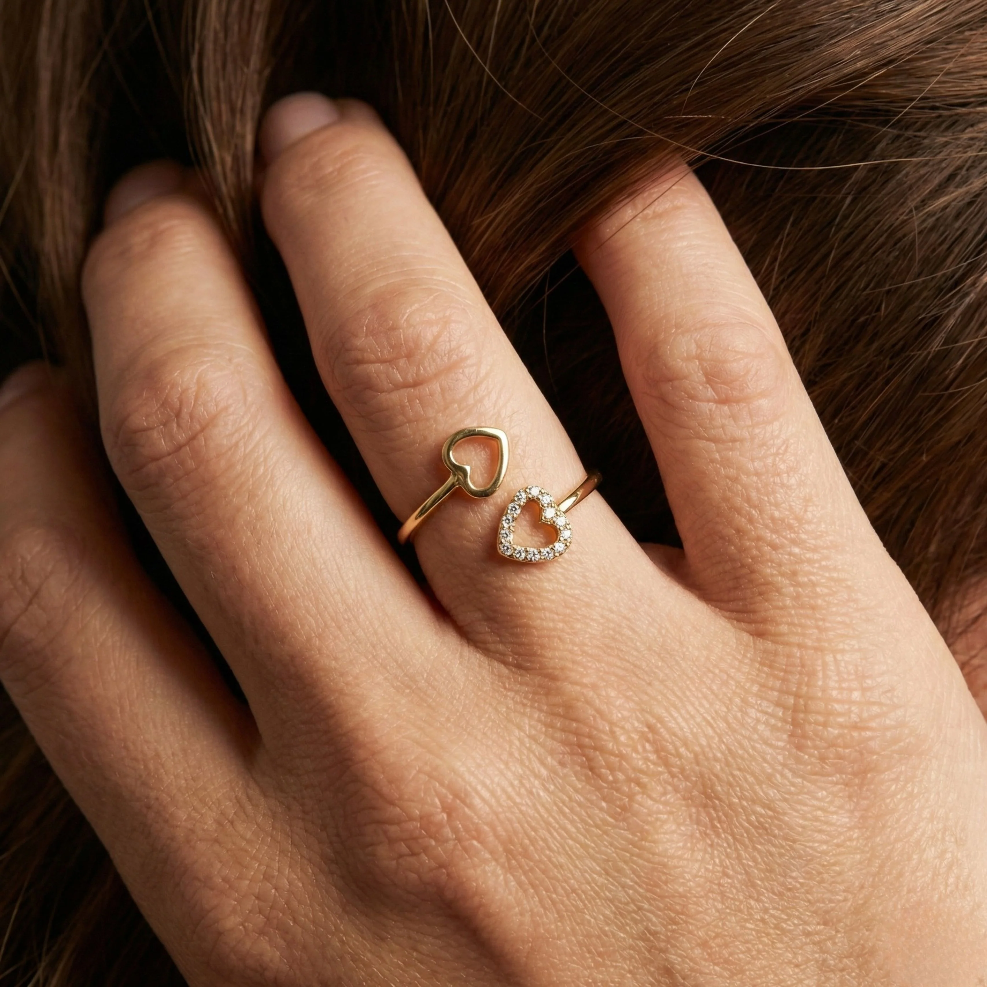 Halo Heart Ring, Gold - Image 4