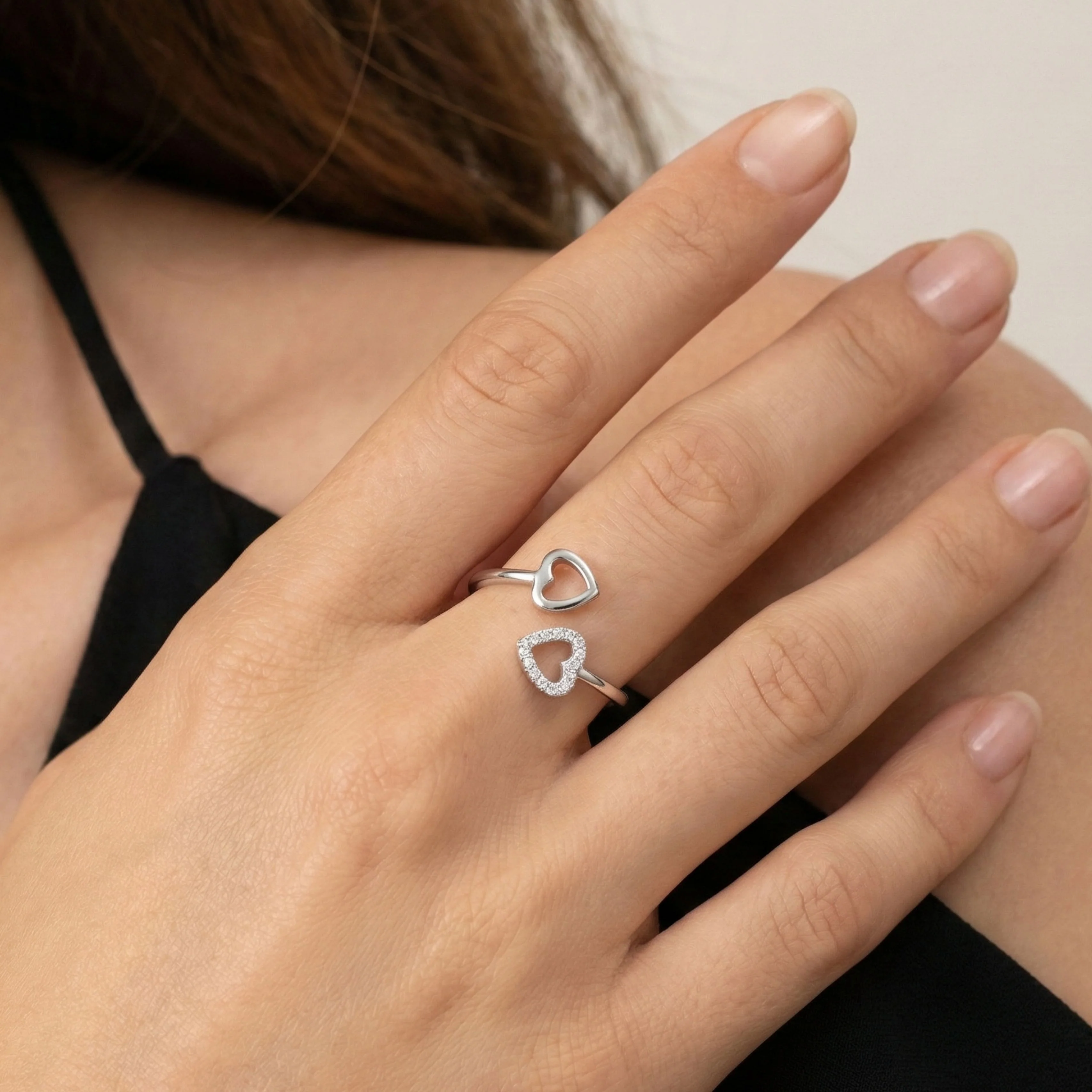 Halo Heart Ring, Silver - Image 3