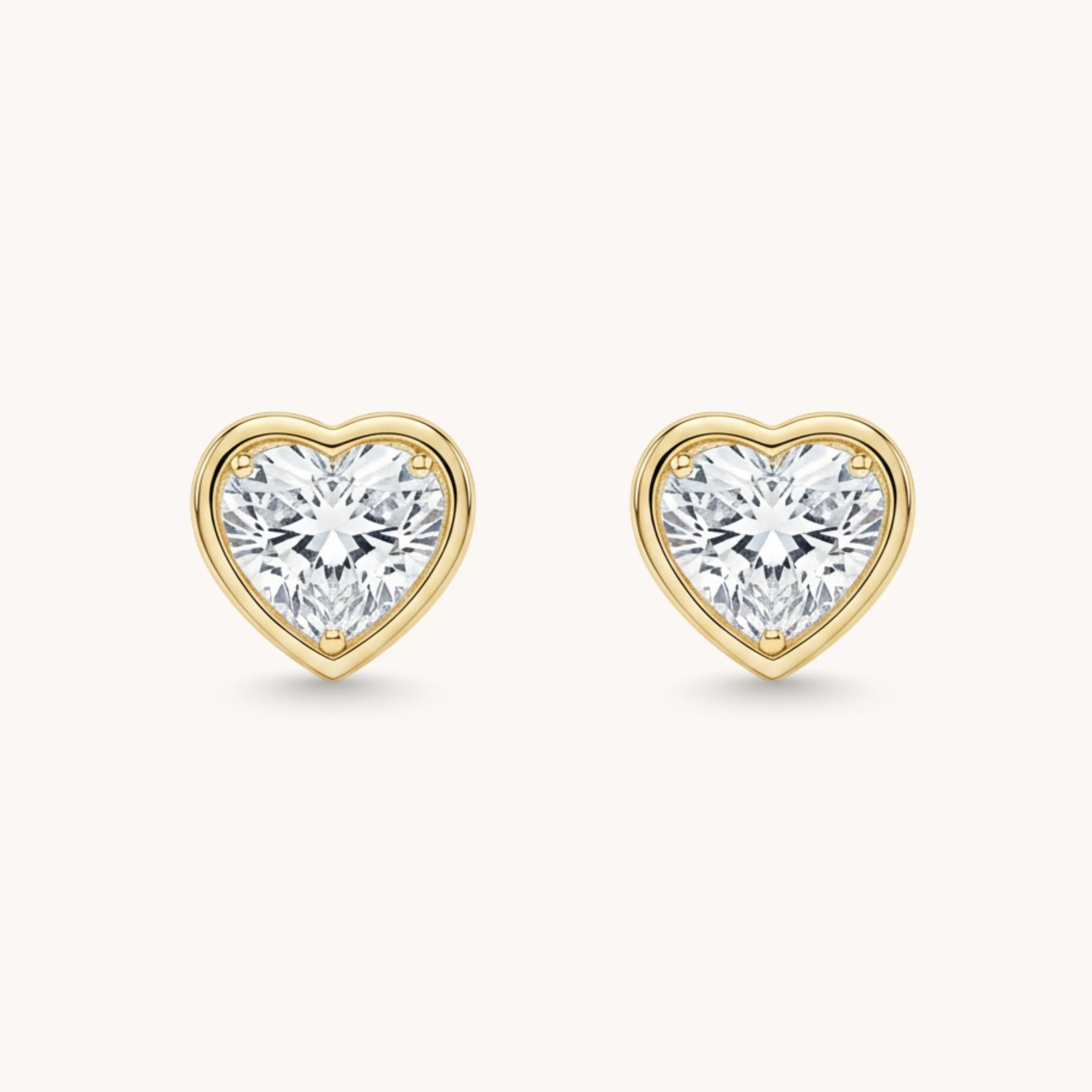 Heart Crystal Stud Earrings, Gold
