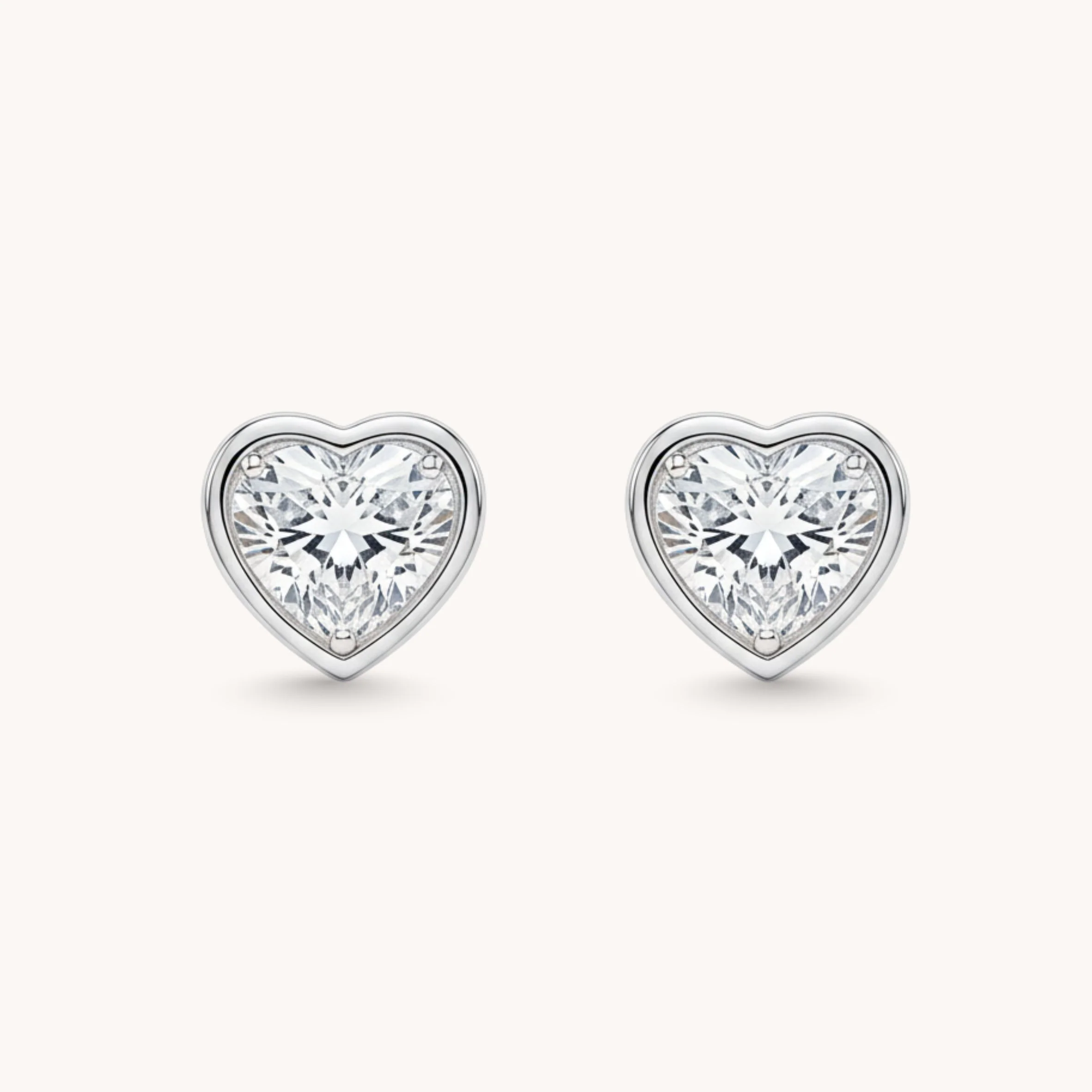 Heart Crystal Stud Earrings, Silver