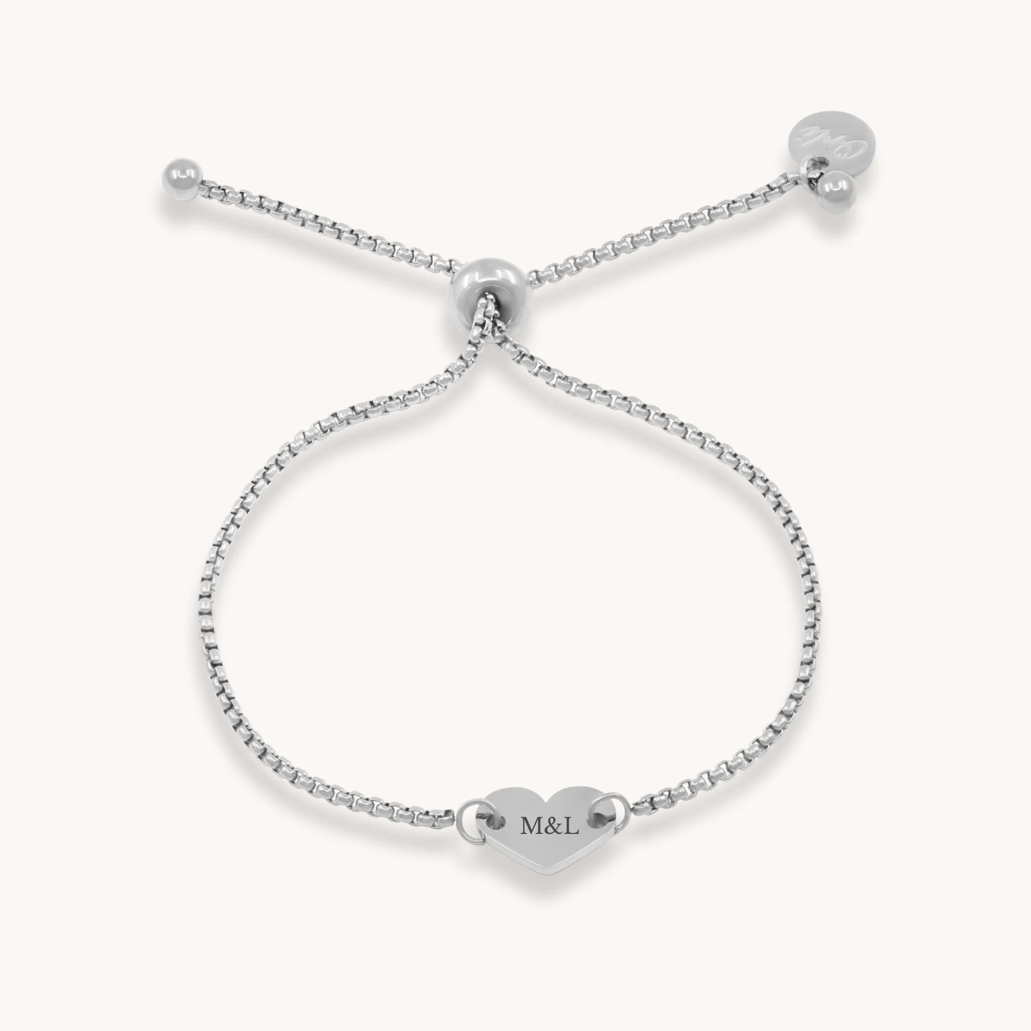 Engravable Heart Slider Bracelet in Silver - Image 2
