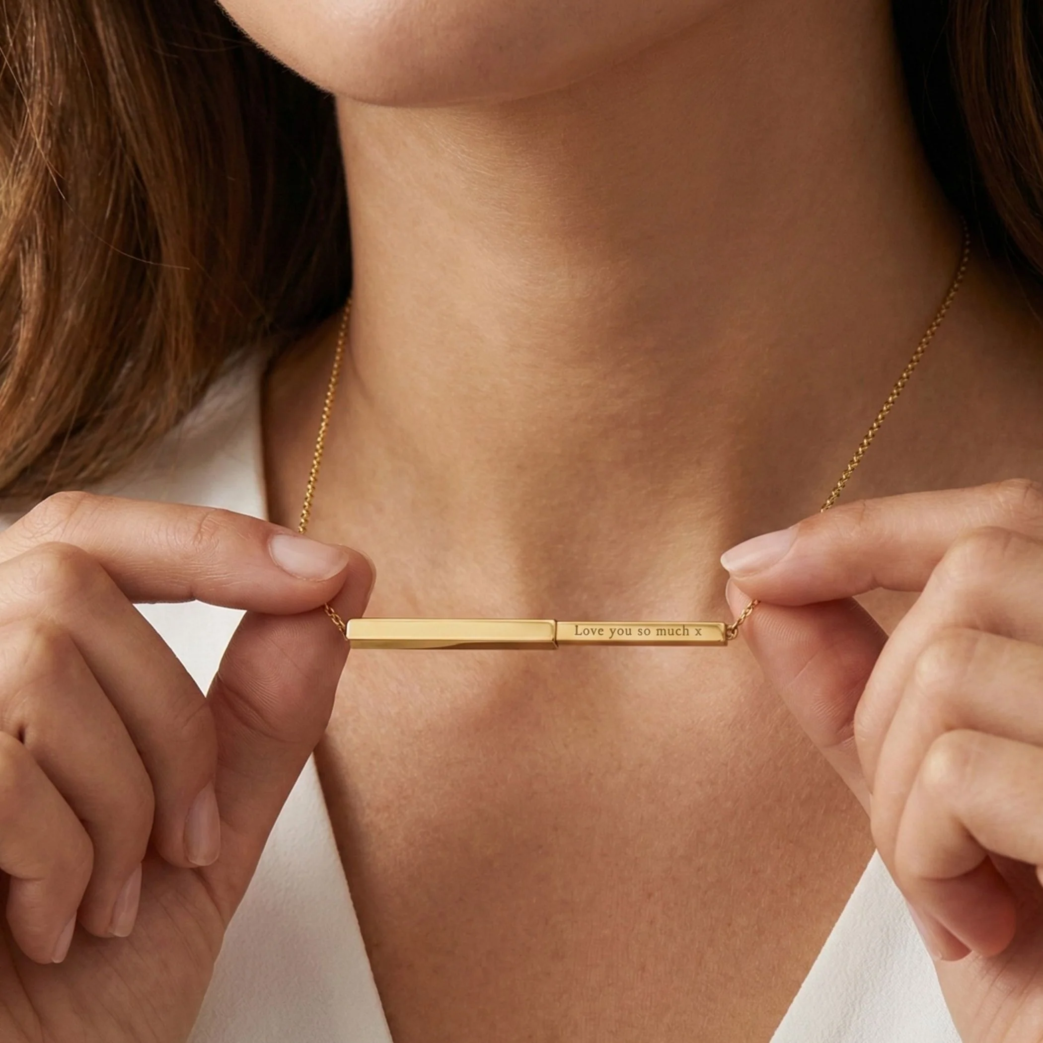 Hidden Message Necklace in Gold