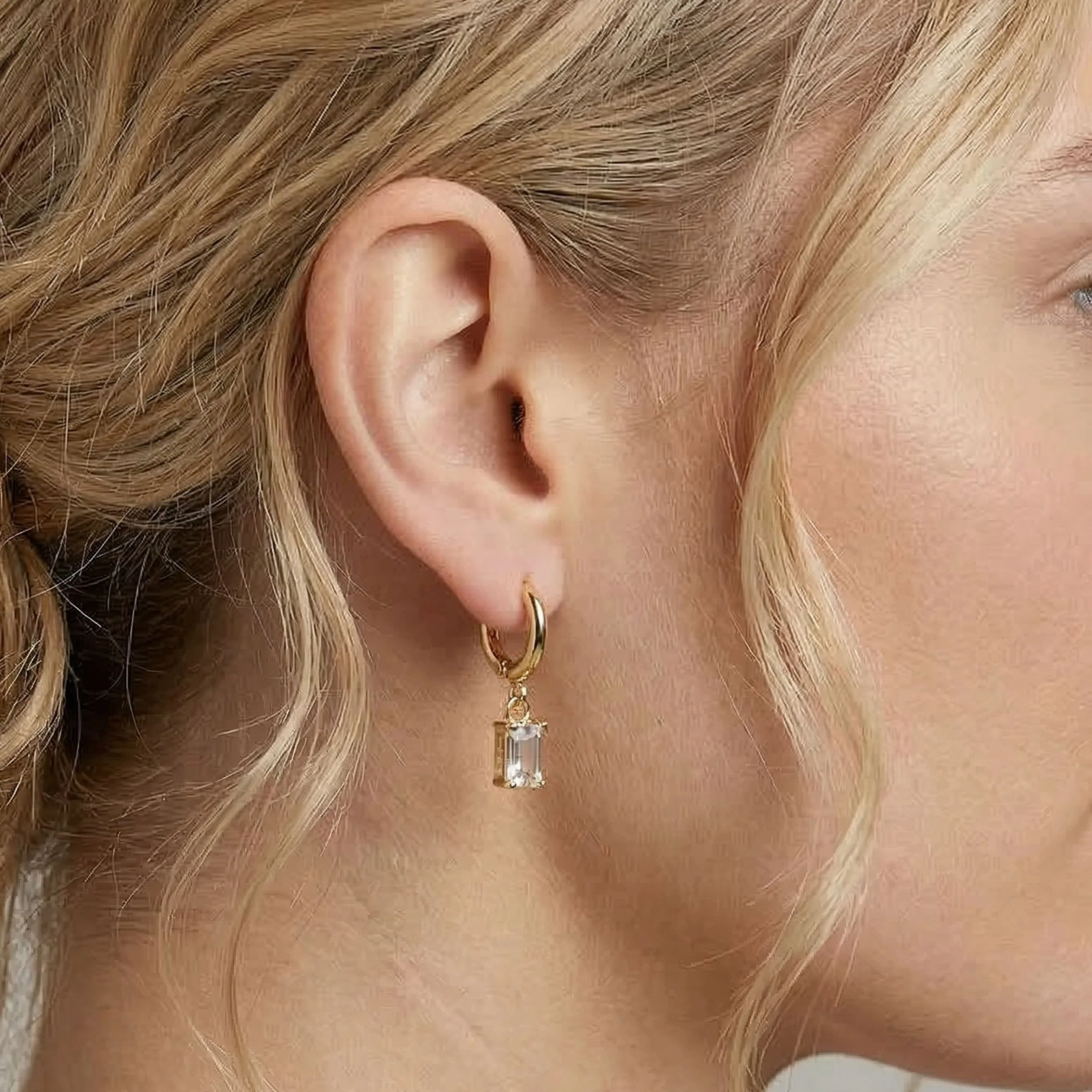Birthstone Huggie Hoops in Gold - Image 4