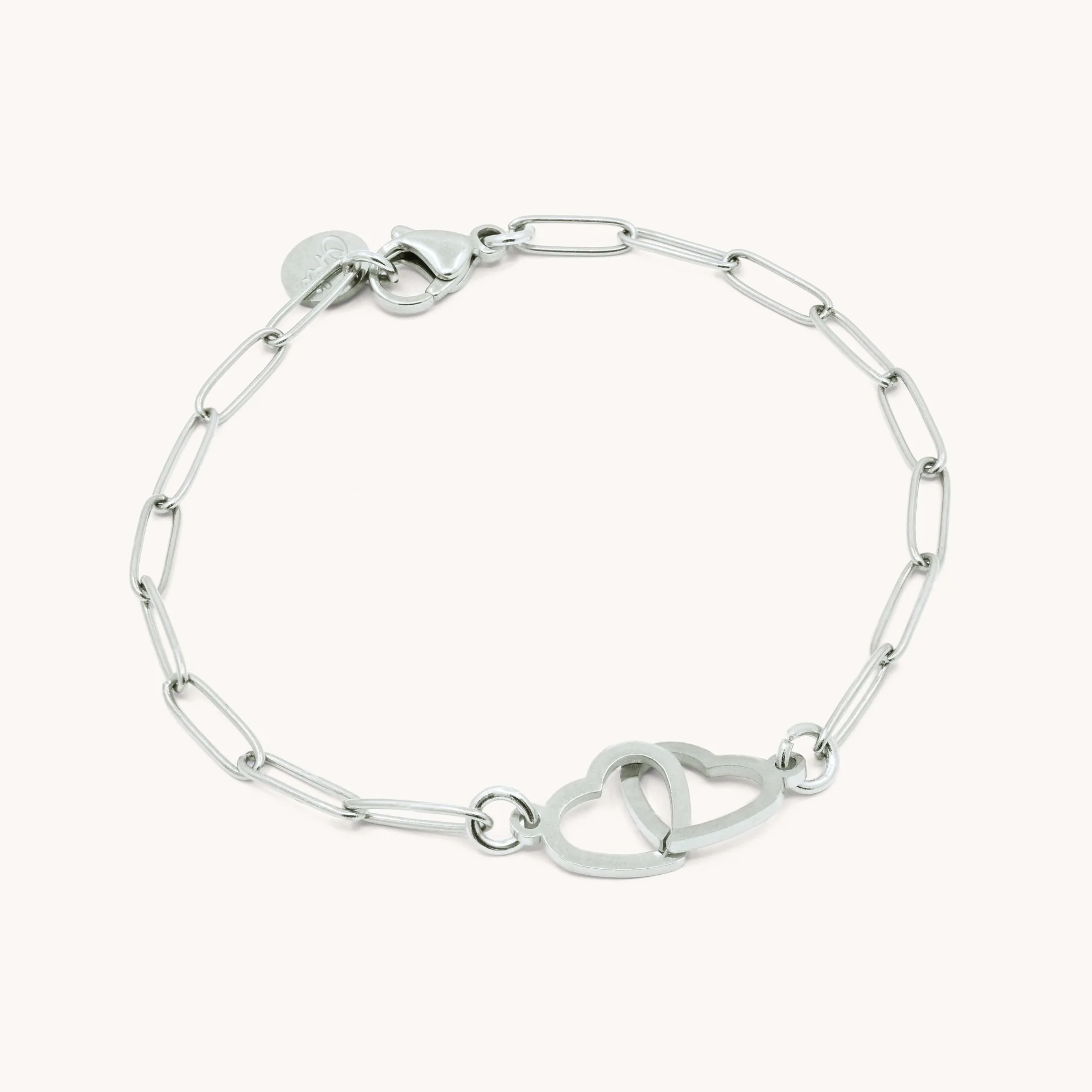 Interlinked Heart Paperclip Bracelet in Silver - Image 2