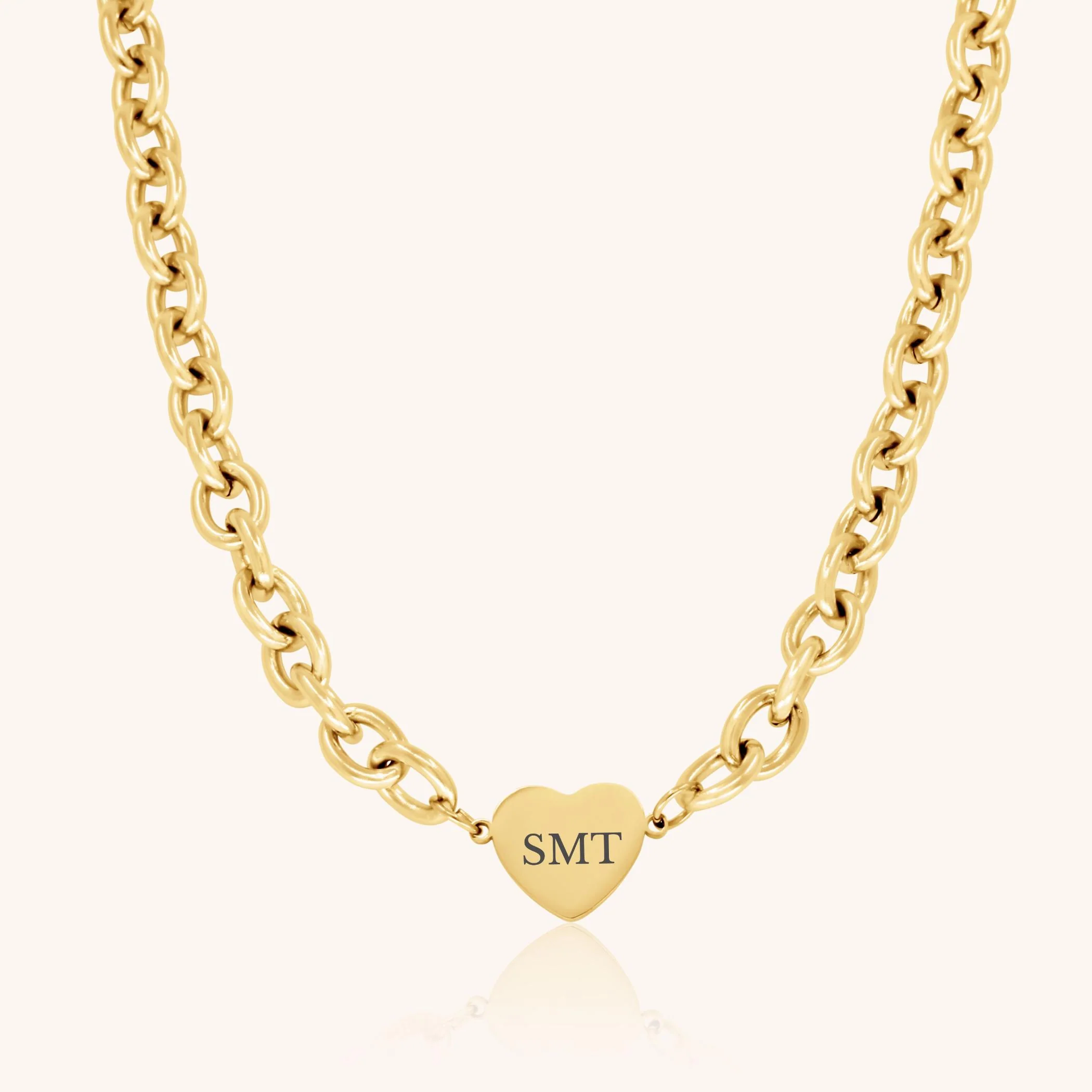 Isabella Heart Personalised Chunky Necklace in Gold - Image 2