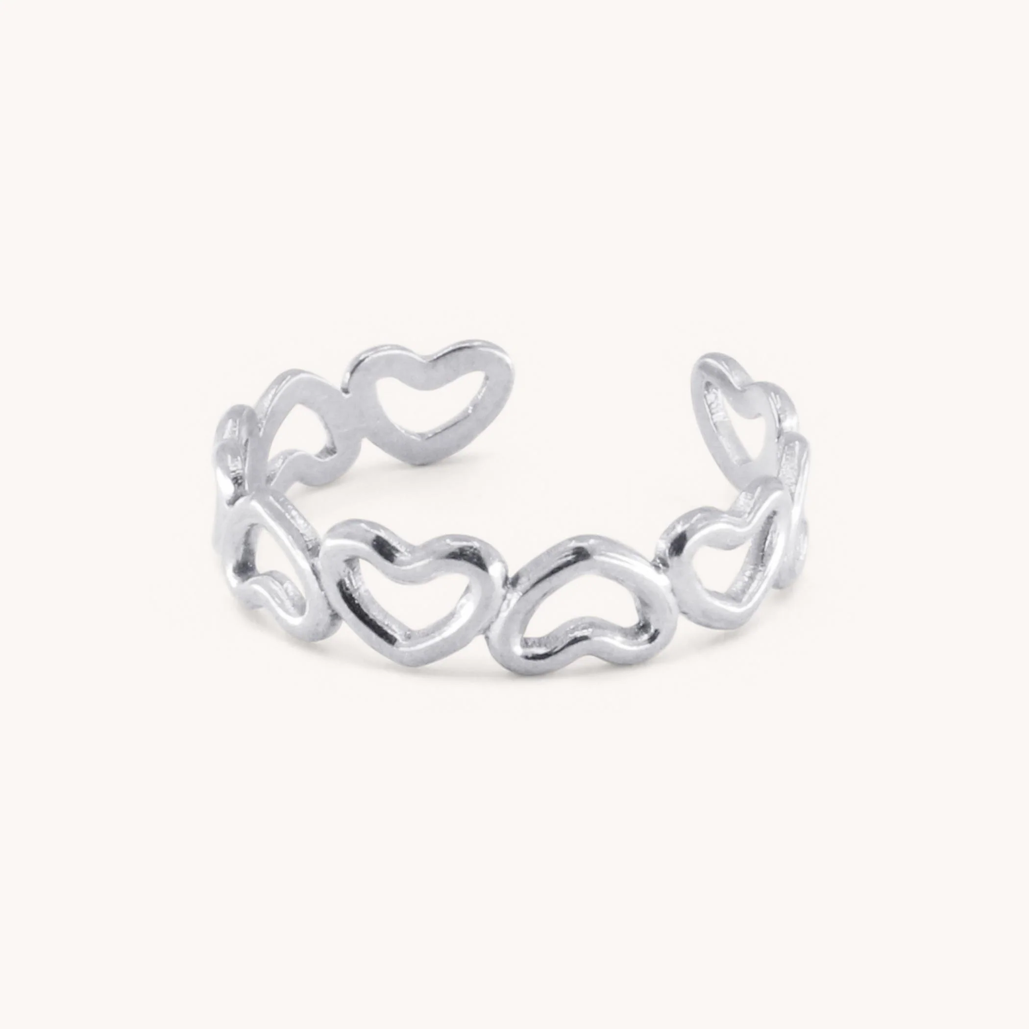 Linked Heart Ring, Silver - Image 2