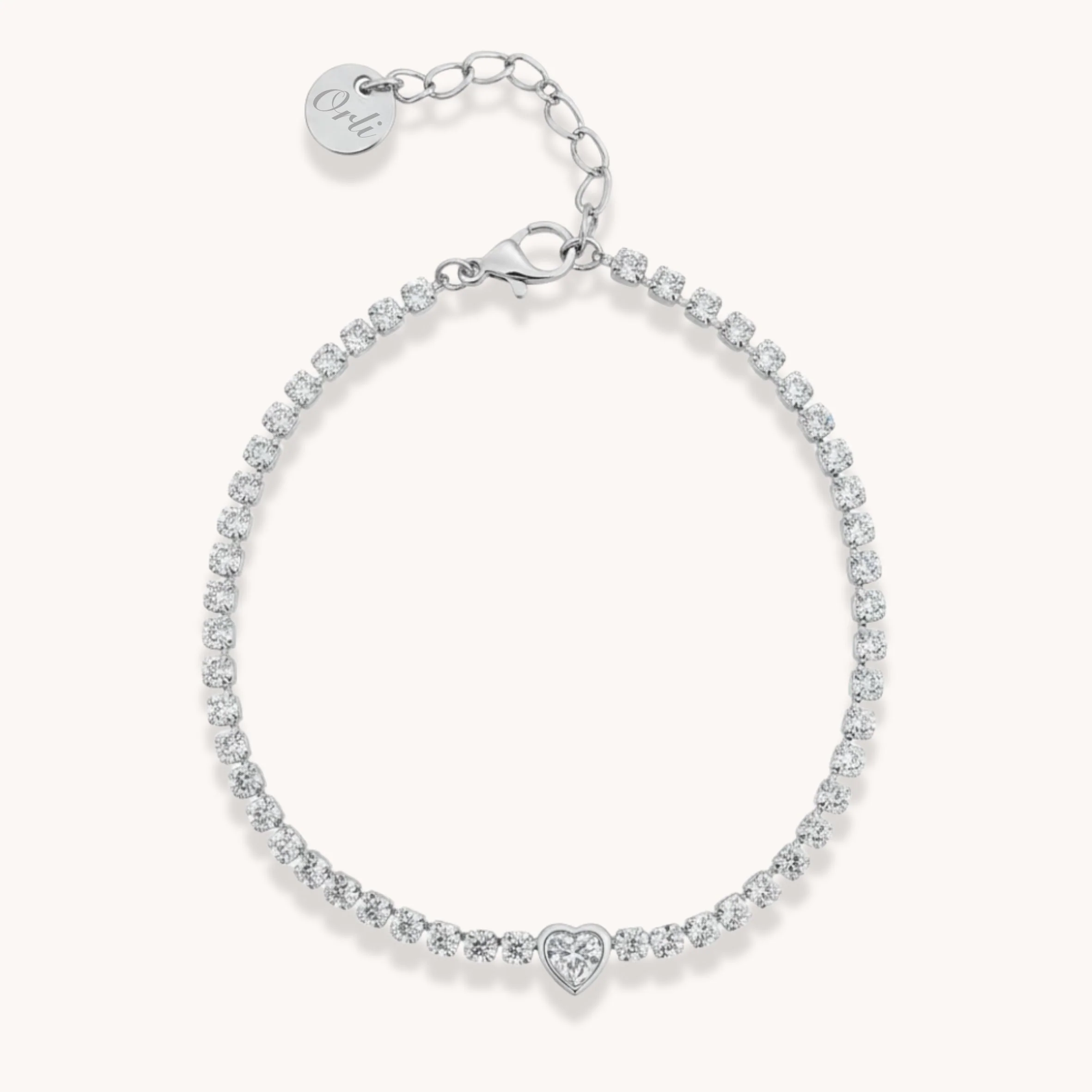 Mini Heart Tennis Bracelet in Silver