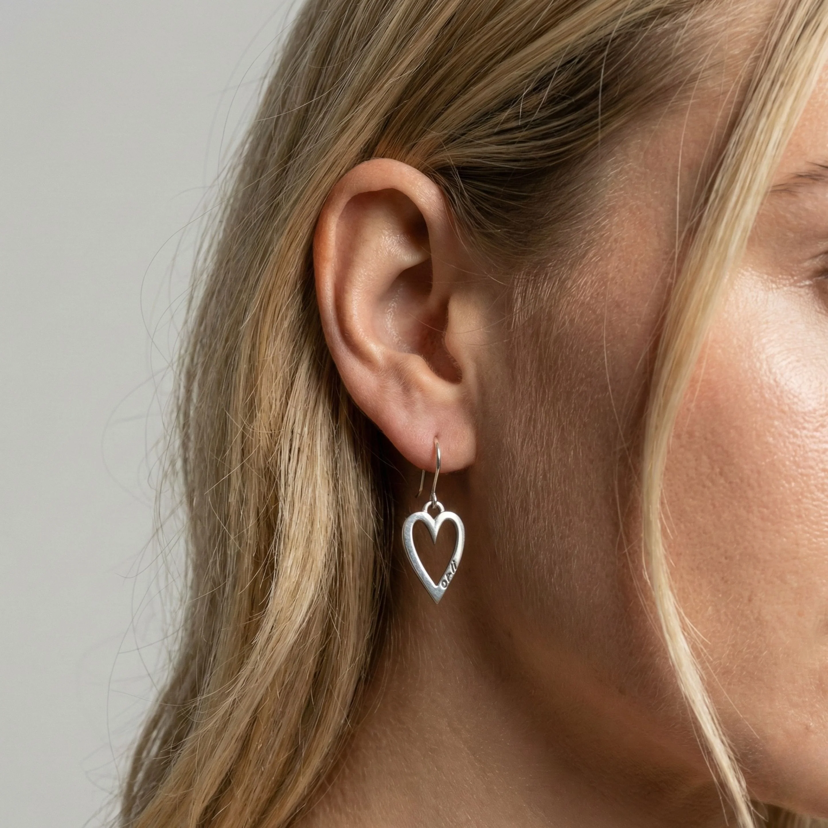 Mini Open Heart Hook Earrings