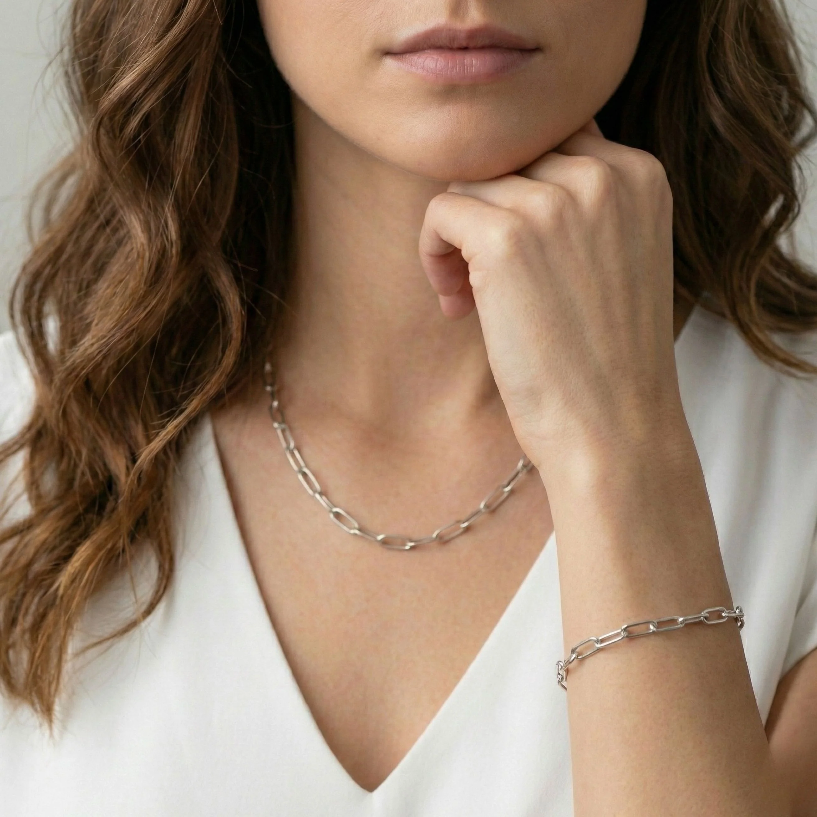 Paperclip Chain Necklace in Silver - Image 3