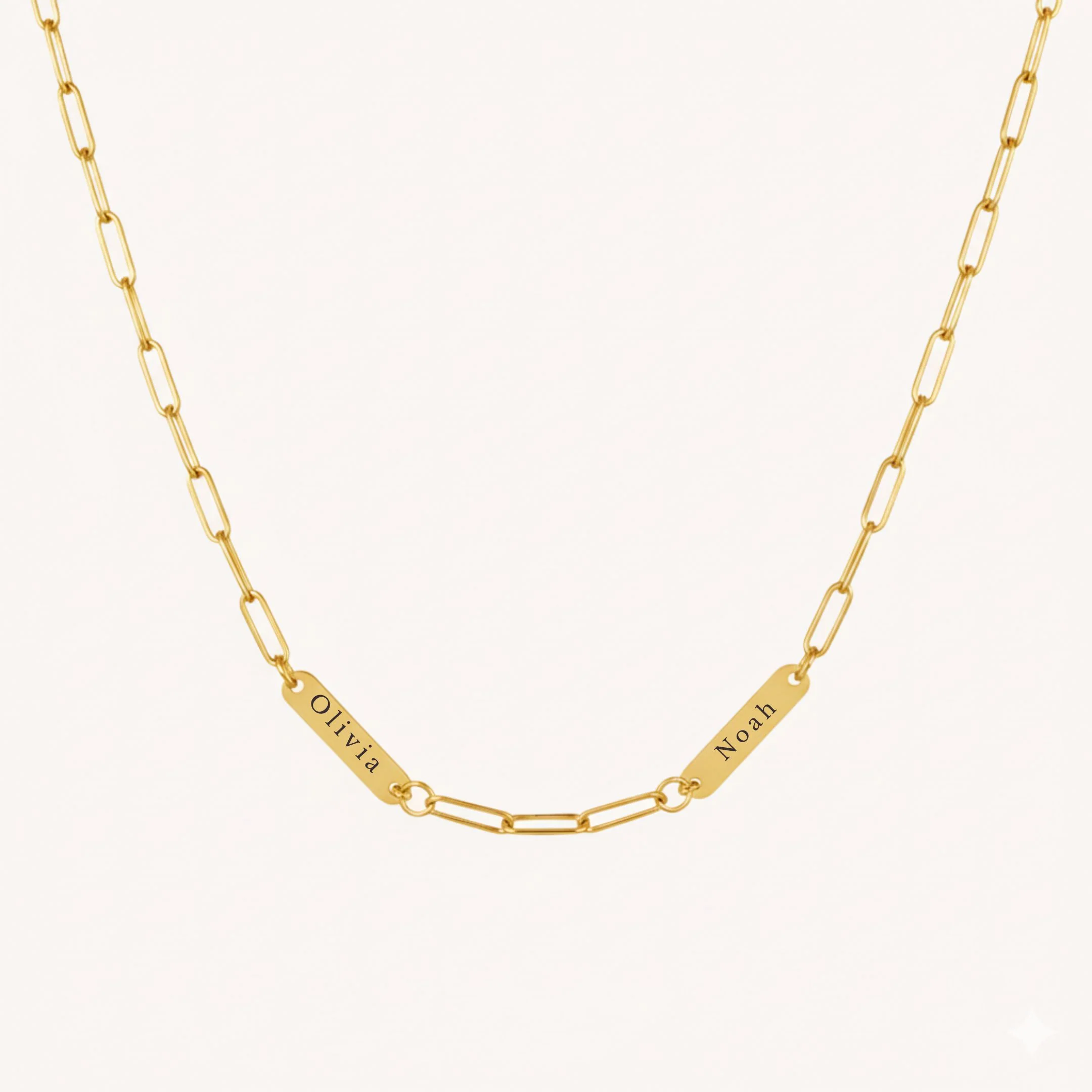 Paperclip Chain Double Name Necklace in Gold - Image 2