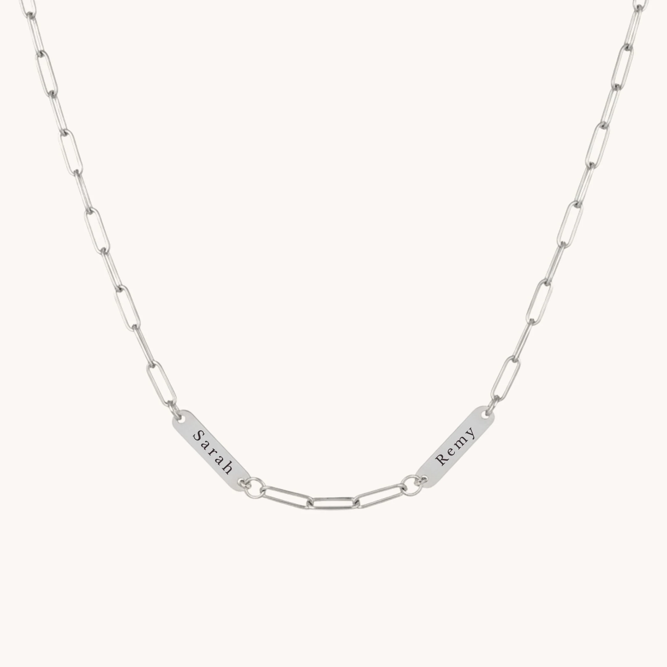 Paperclip Chain Double Name Necklace in Silver - Image 2