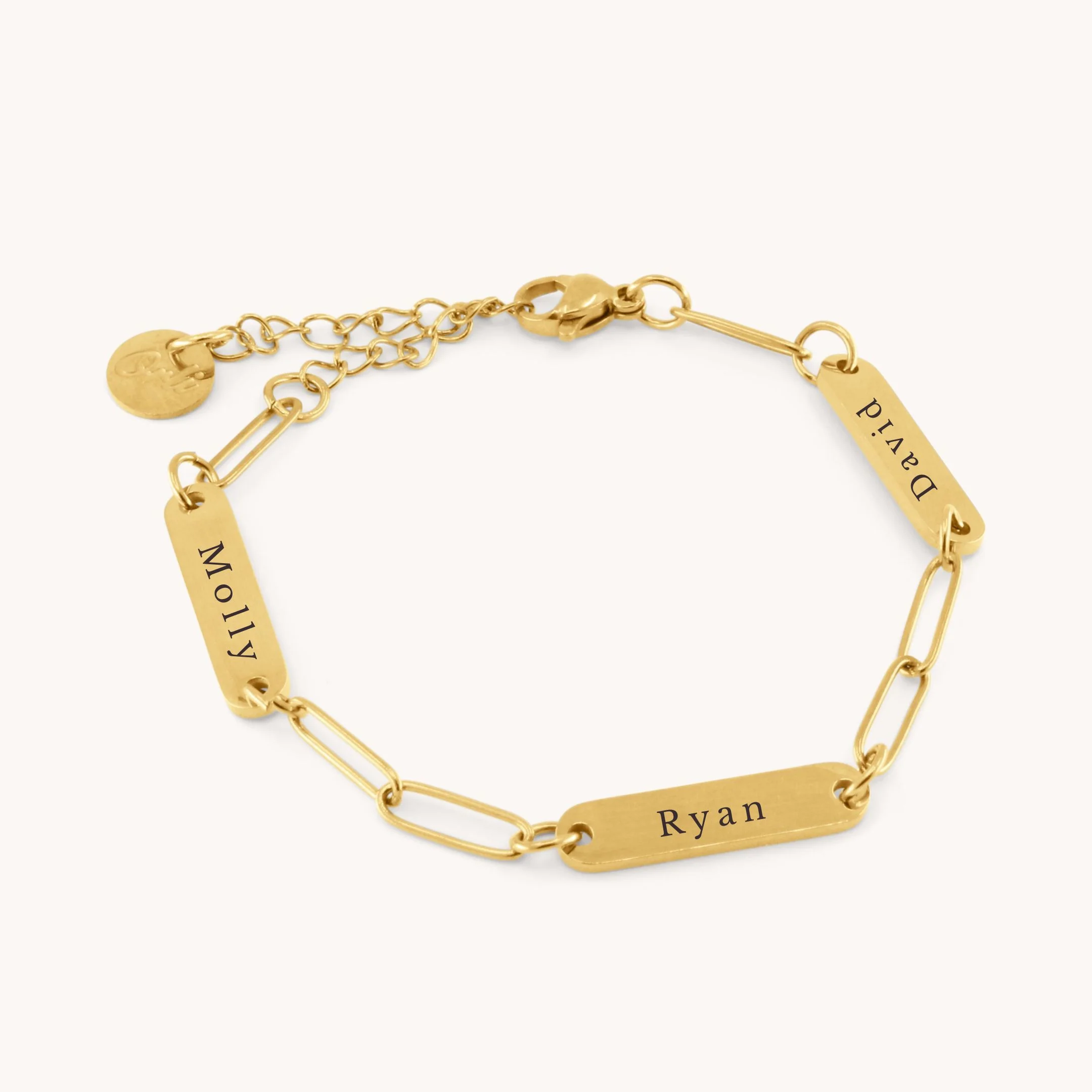Paperclip Chain Multi Name Bracelet in Gold - Image 2