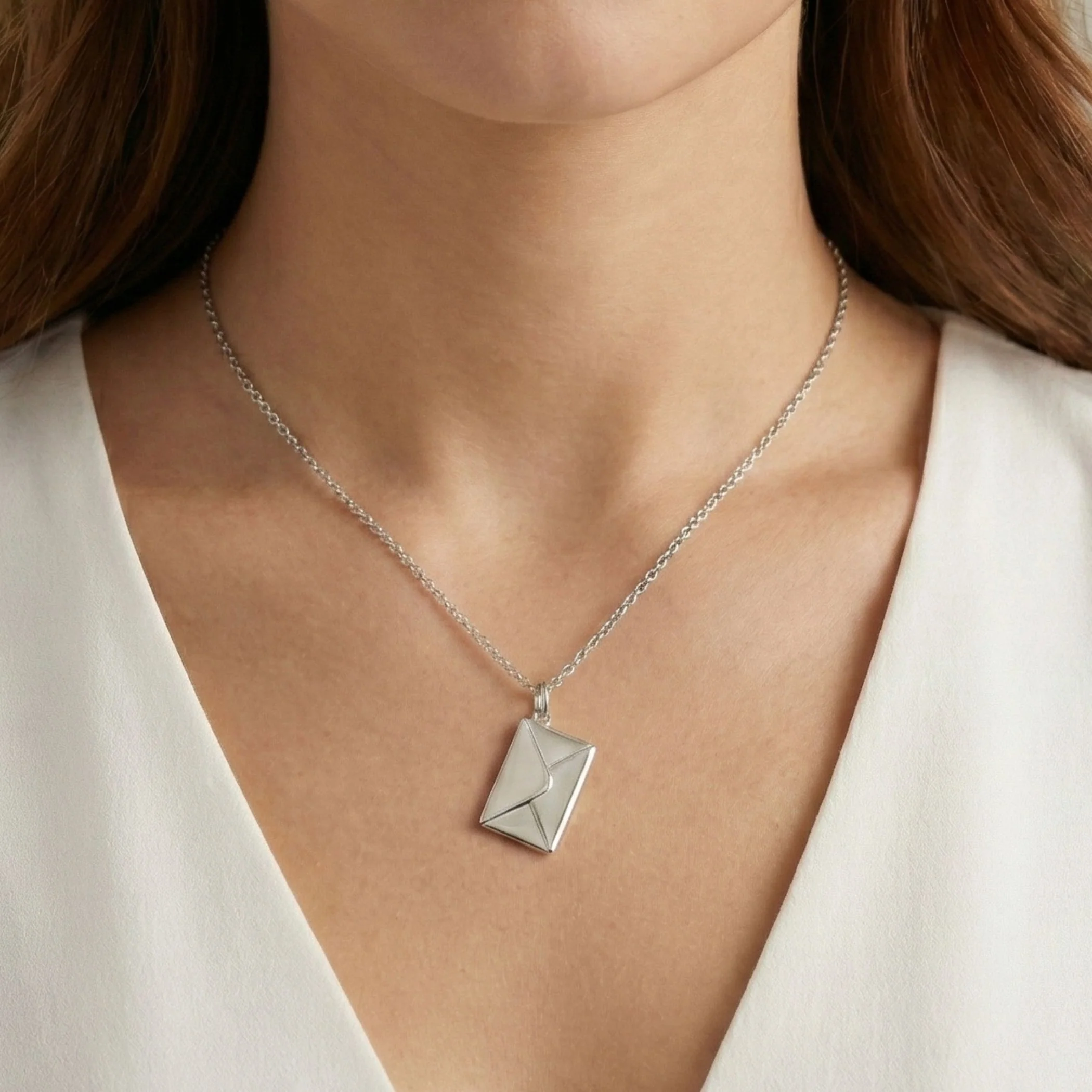 Personalised Envelope Necklace in Silver - Image 5